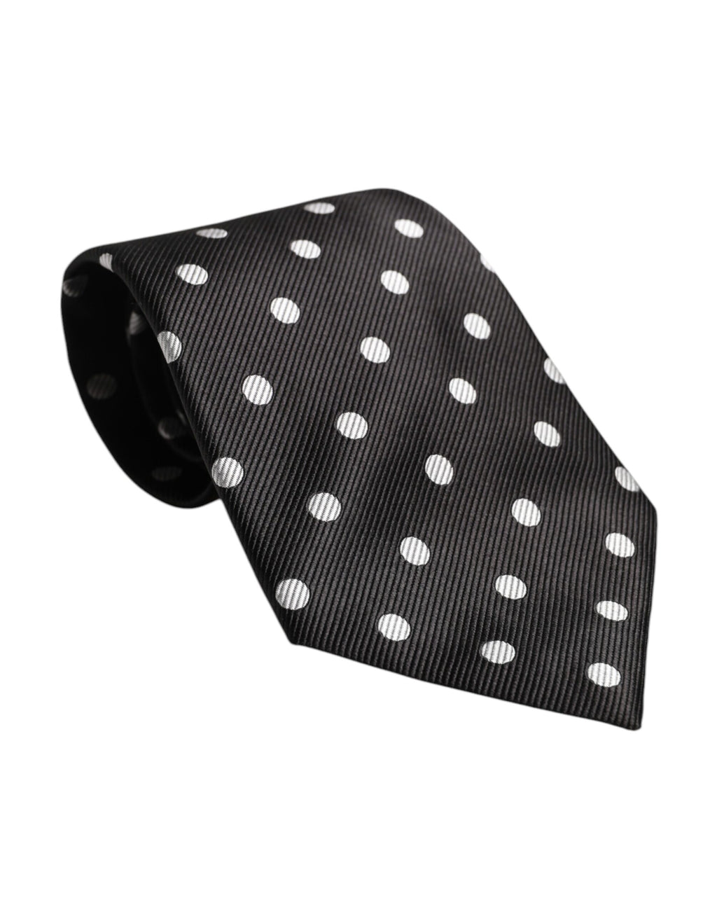 Dolce & Gabbana Black Polka Dots Silk Adjustable Necktie Tie