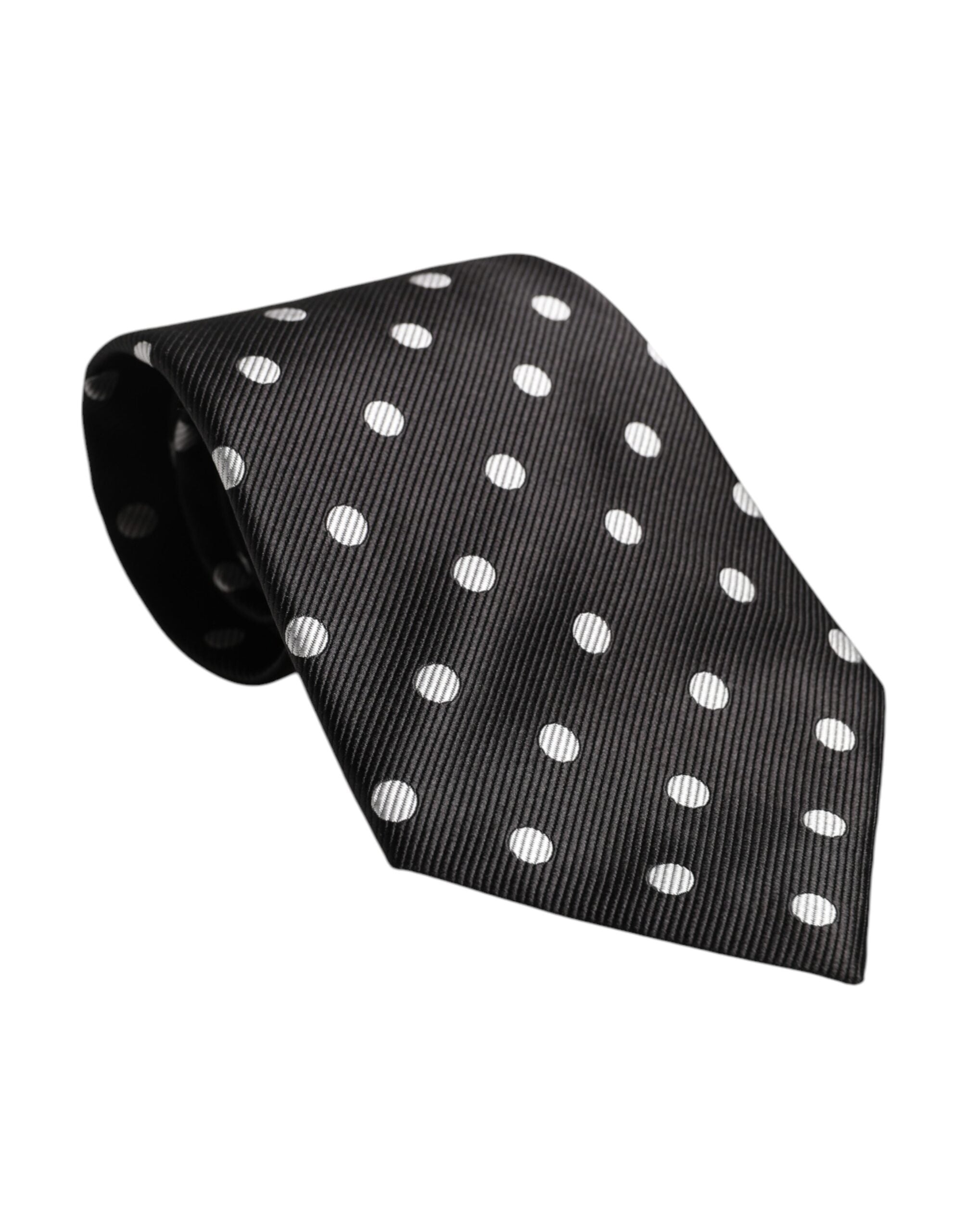 Dolce & Gabbana Black Polka Dots Silk Adjustable Necktie Tie