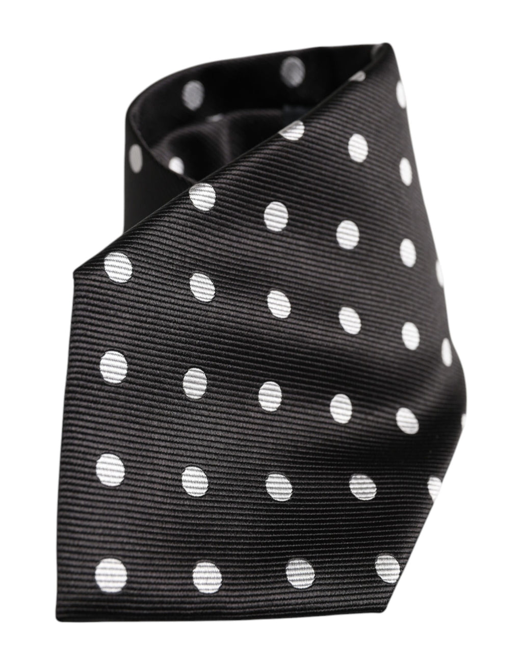 Dolce & Gabbana Black Polka Dots Silk Adjustable Necktie Tie