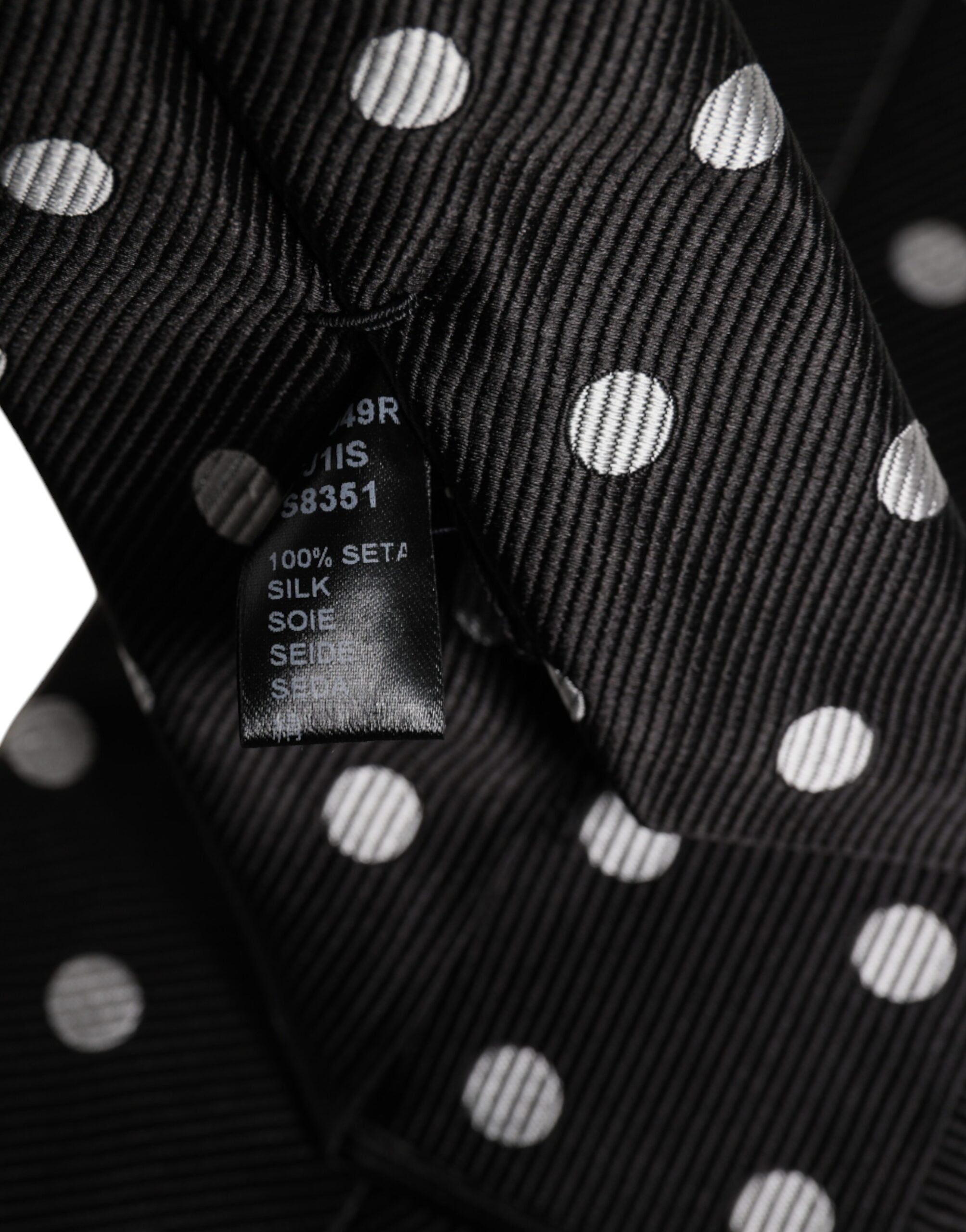 Dolce & Gabbana Black Polka Dots Silk Adjustable Necktie Tie