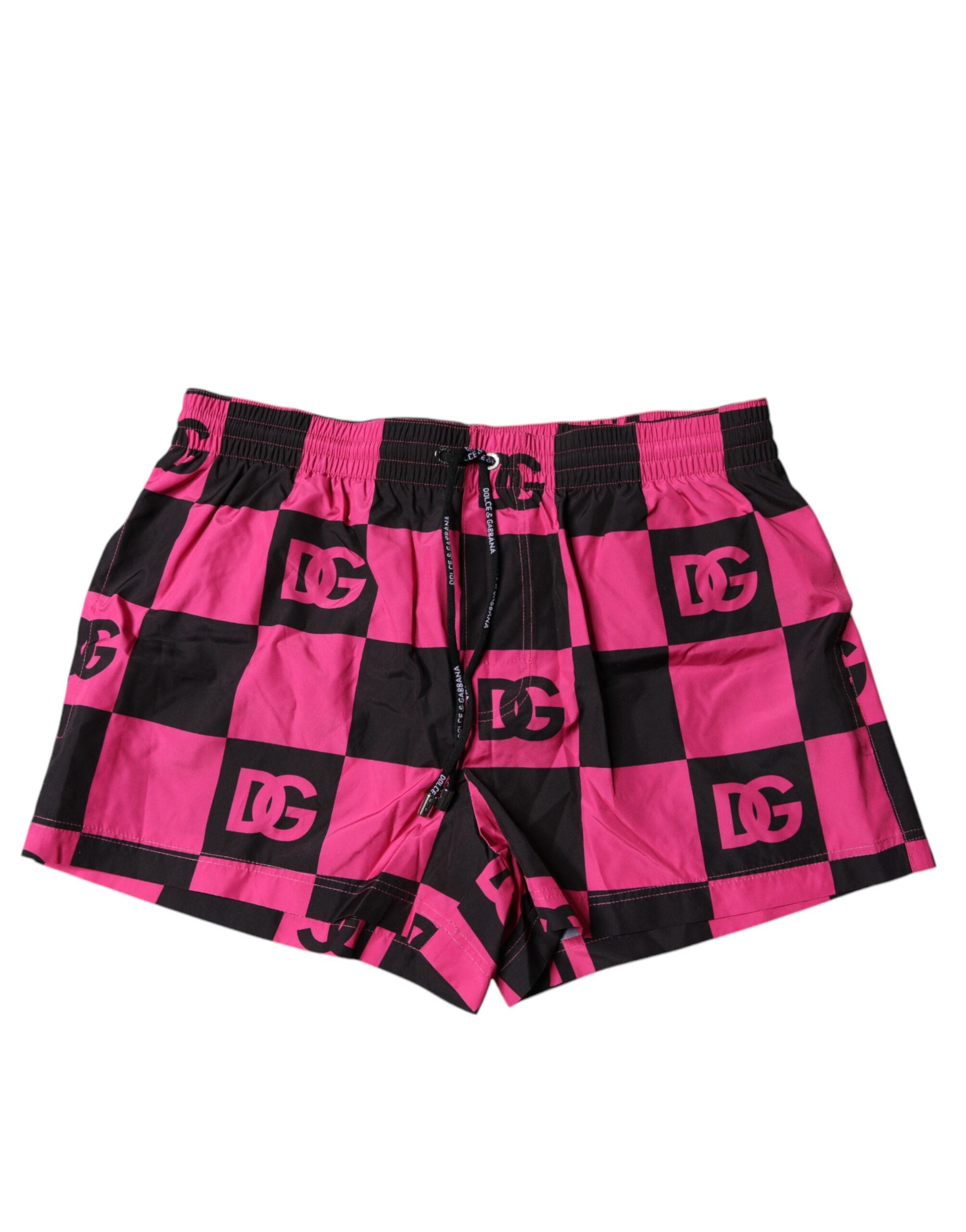 Dolce & Gabbana Black Pink Logo Beachwear Shorts 2Pc Swimwear