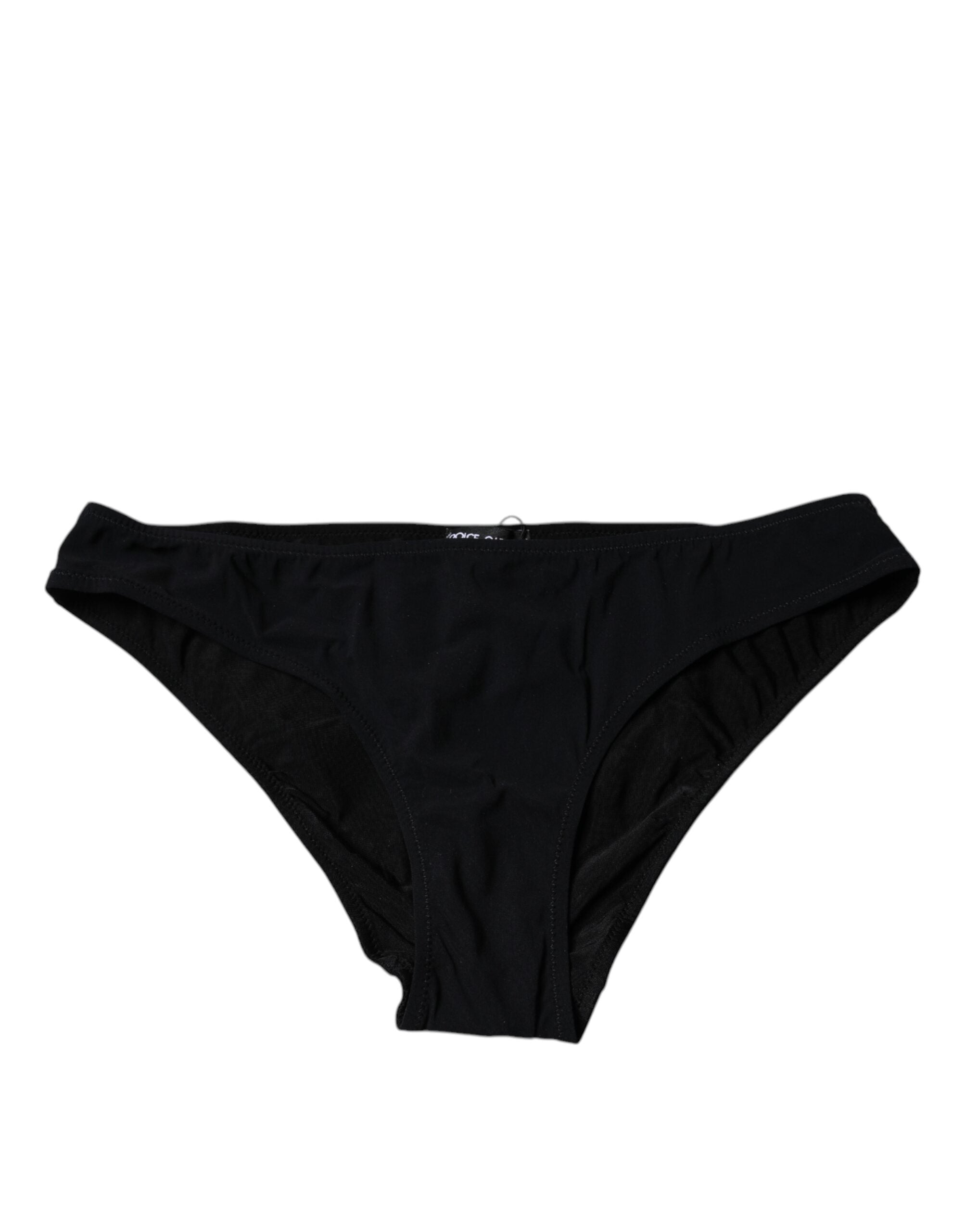 Dolce & Gabbana Black Nylon Stretch Mid Waist Panty Underwear