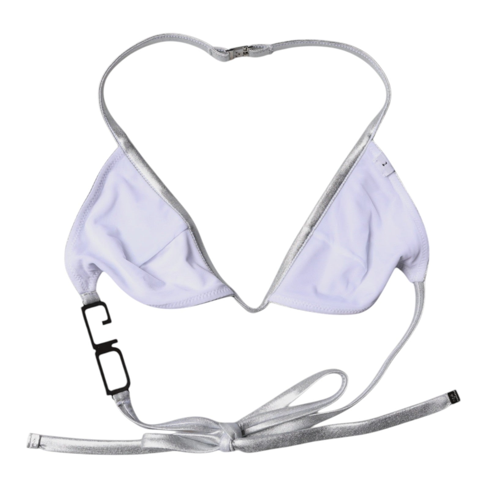 Dolce & Gabbana Silver Logo Halter Beachwear Bikini Top Swimwear