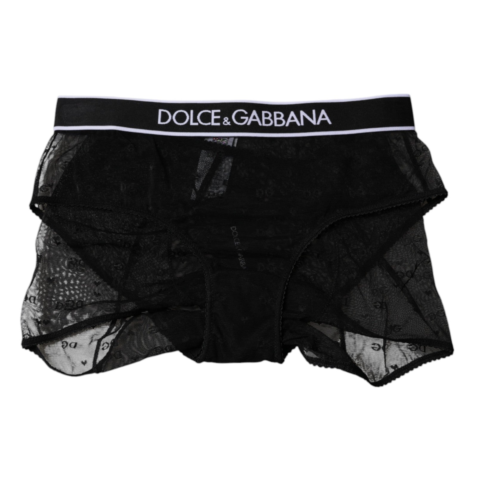 Dolce & Gabbana Black Tulle Nylon Mid Waist Panty Underwear