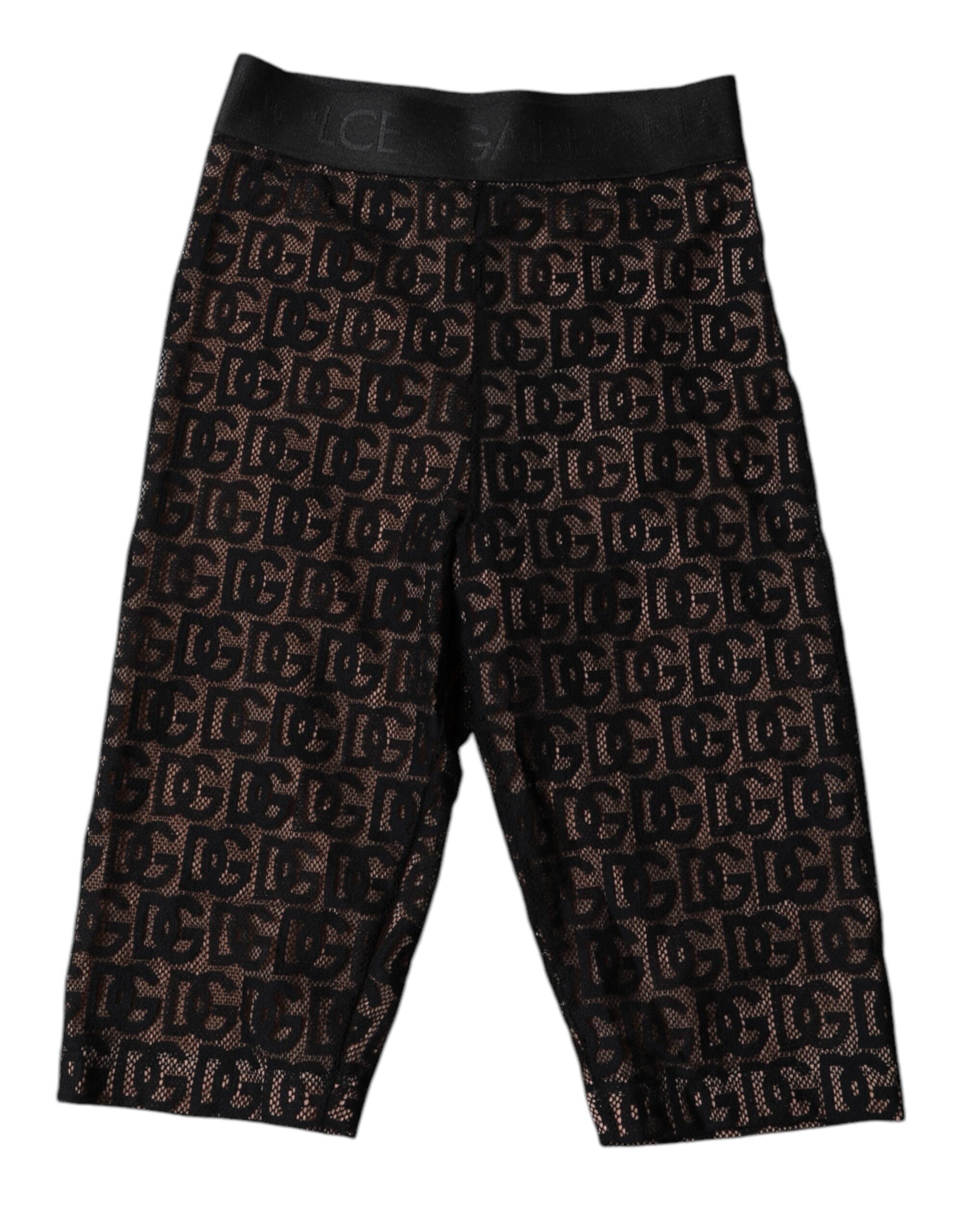 Dolce & Gabbana Black Logo Monogram Cropped Tights Underwear