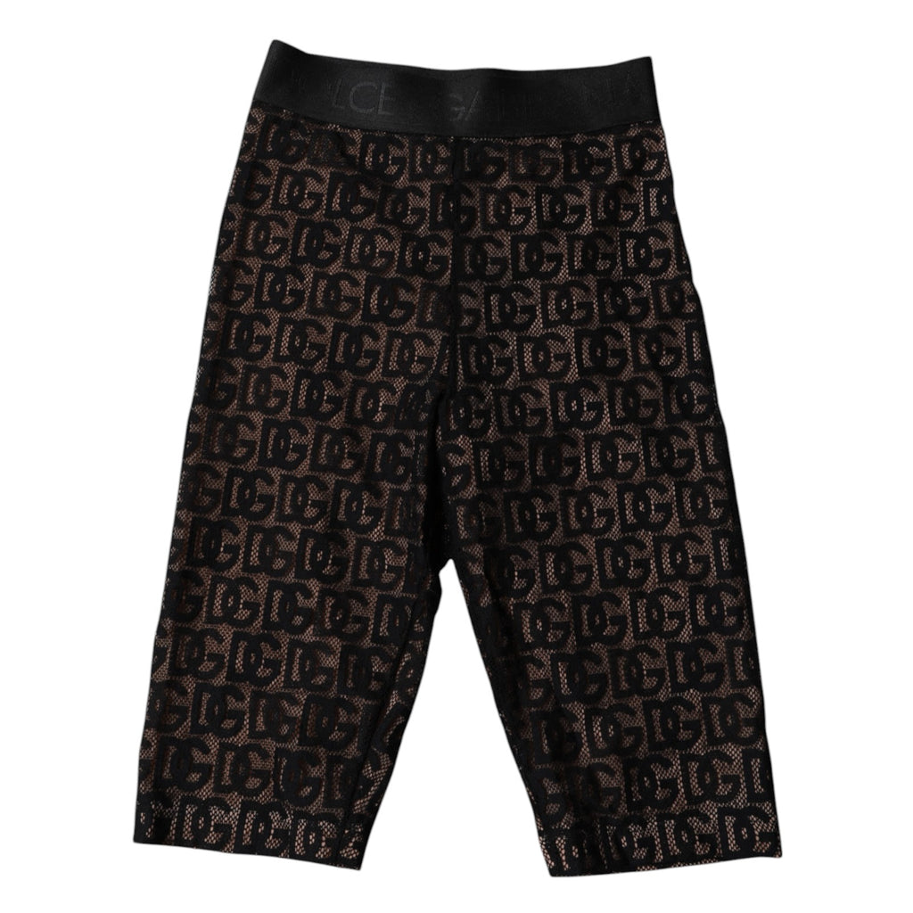 Dolce & Gabbana Black Logo Monogram Cropped Tights Underwear