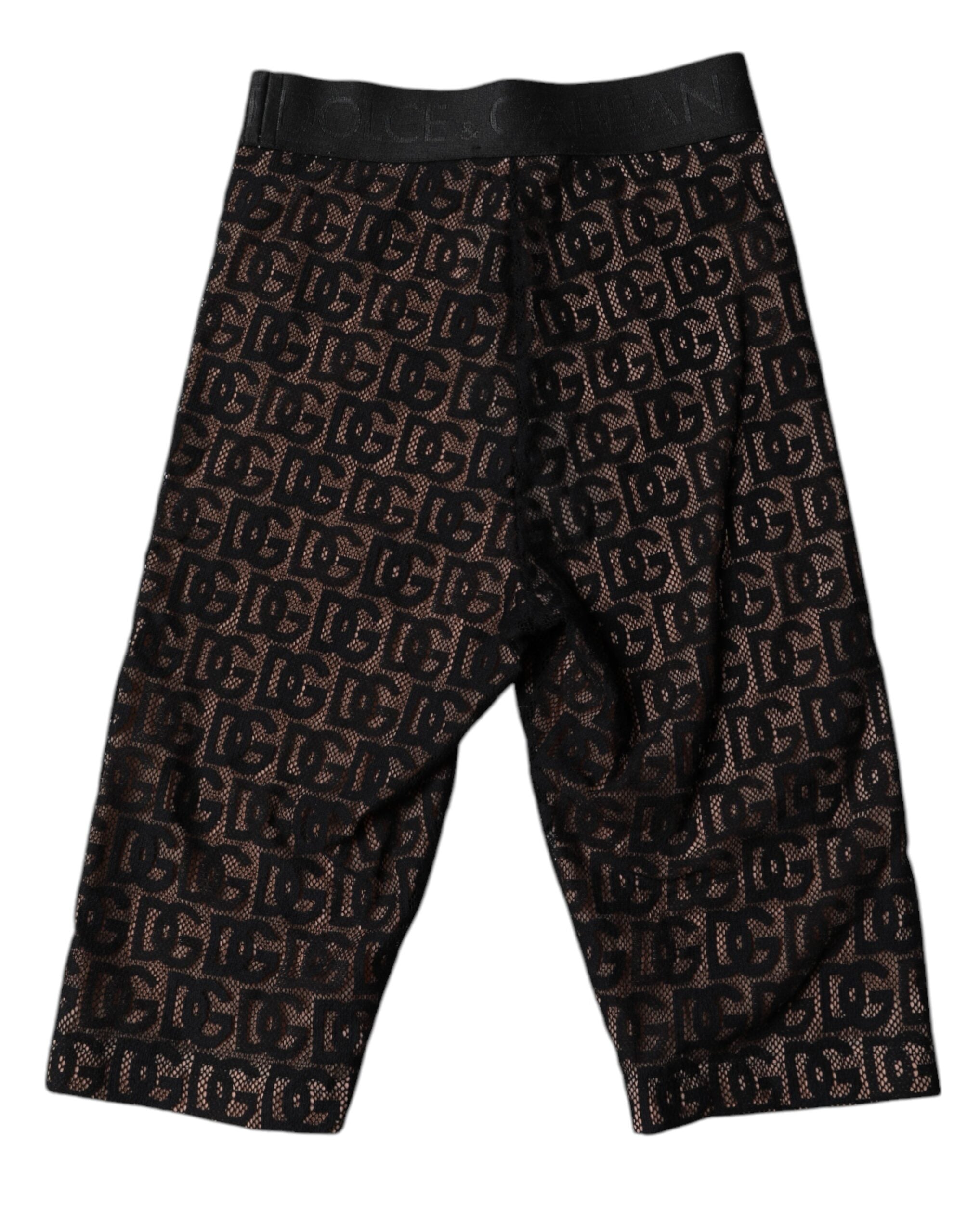 Dolce & Gabbana Black Logo Monogram Cropped Tights Underwear