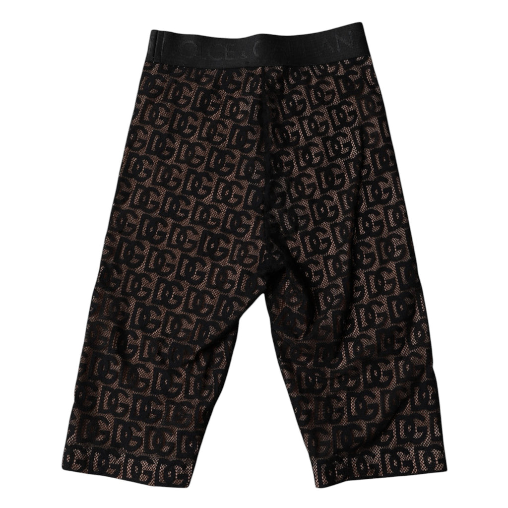 Dolce & Gabbana Black Logo Monogram Cropped Tights Underwear