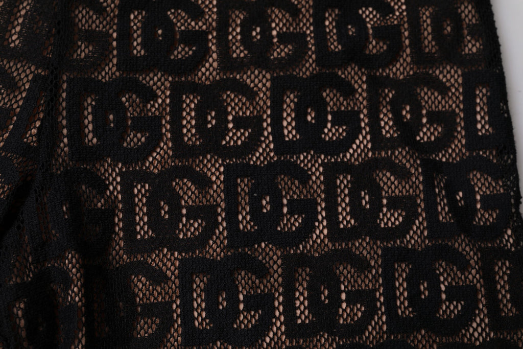 Dolce & Gabbana Black Logo Monogram Cropped Tights Underwear