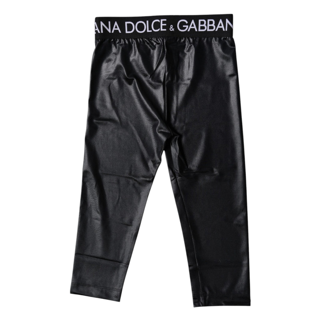 Dolce & Gabbana Black Logo Nylon Cropped Tights Pants Underwear