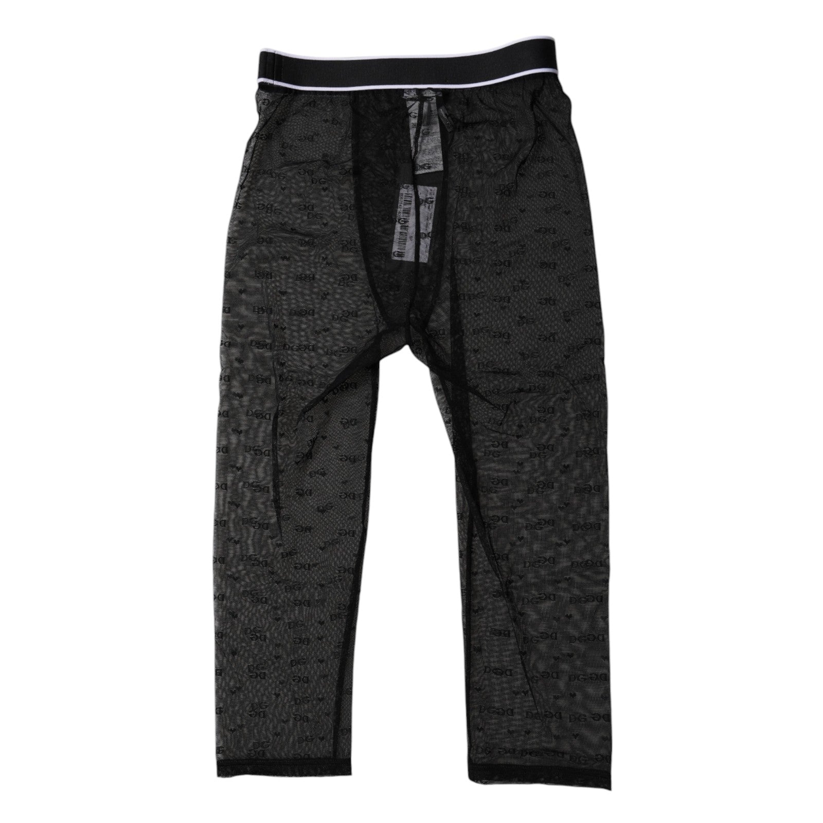 Dolce & Gabbana Black DG Logo Nylon Cropped Tights Underwear