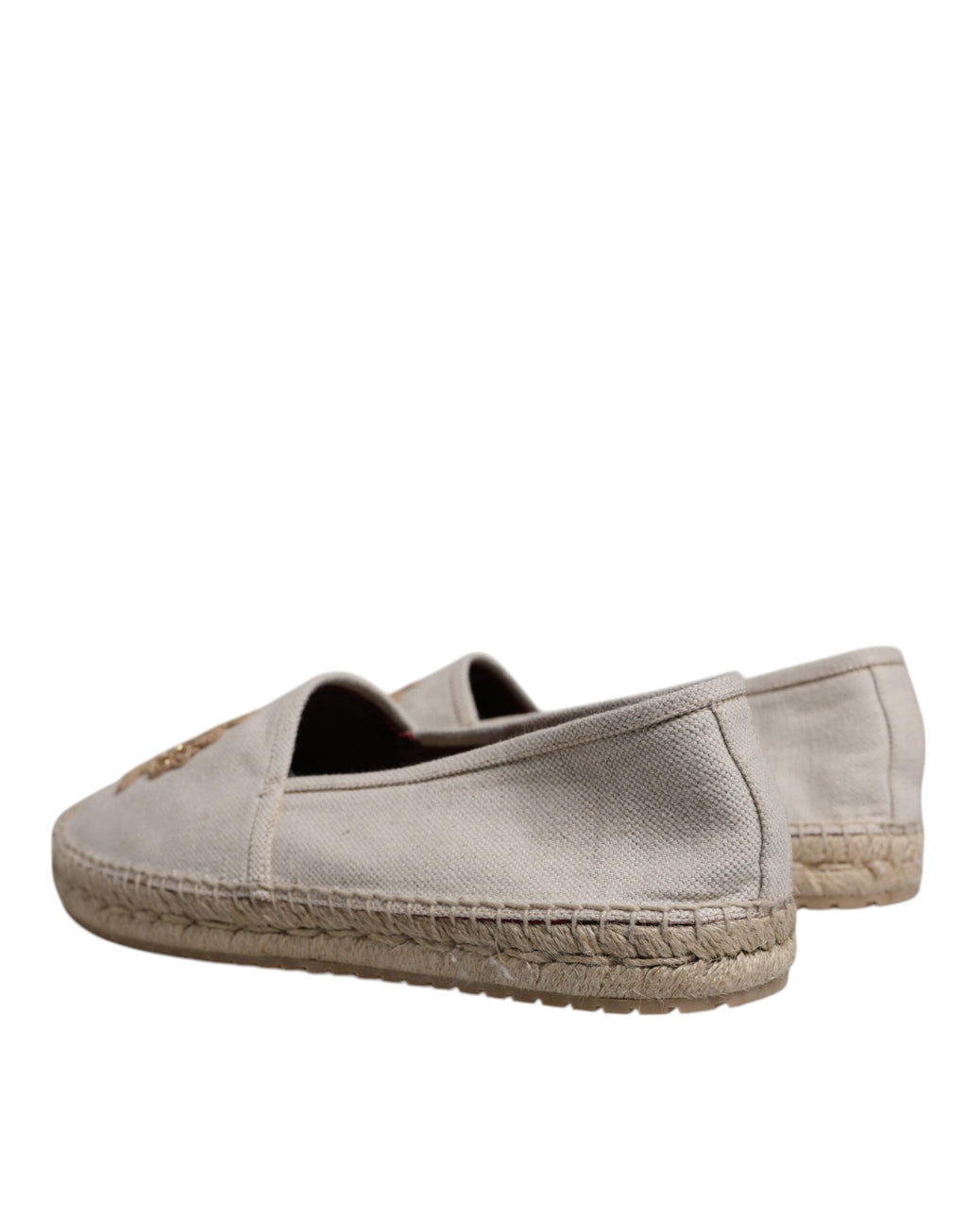 Dolce & Gabbana Beige Canvas Embroidered Slip On Espadrilles Shoes