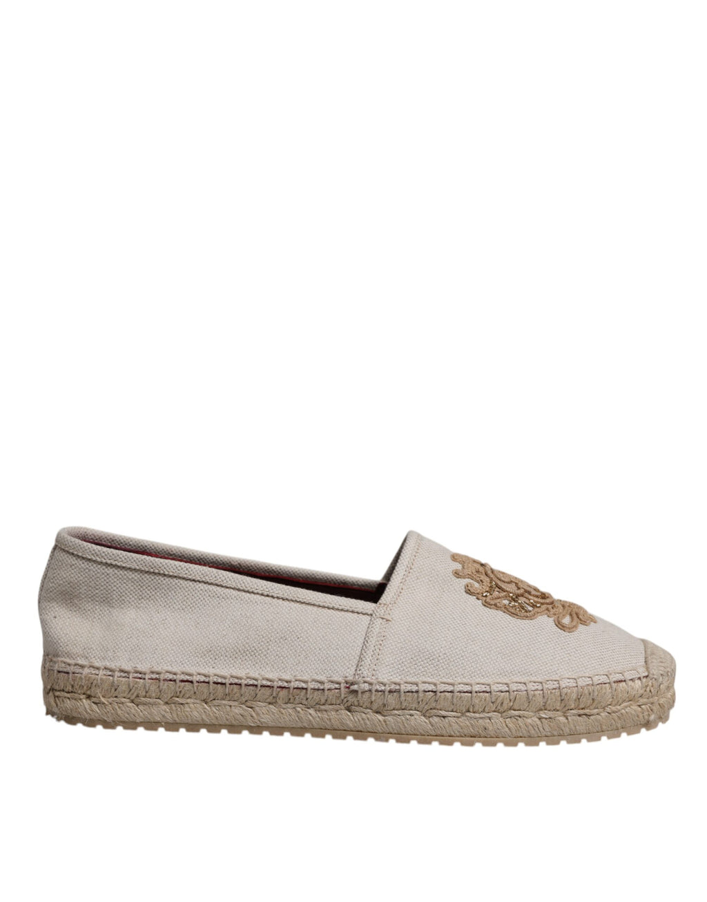 Dolce & Gabbana Beige Canvas Embroidered Slip On Espadrilles Shoes