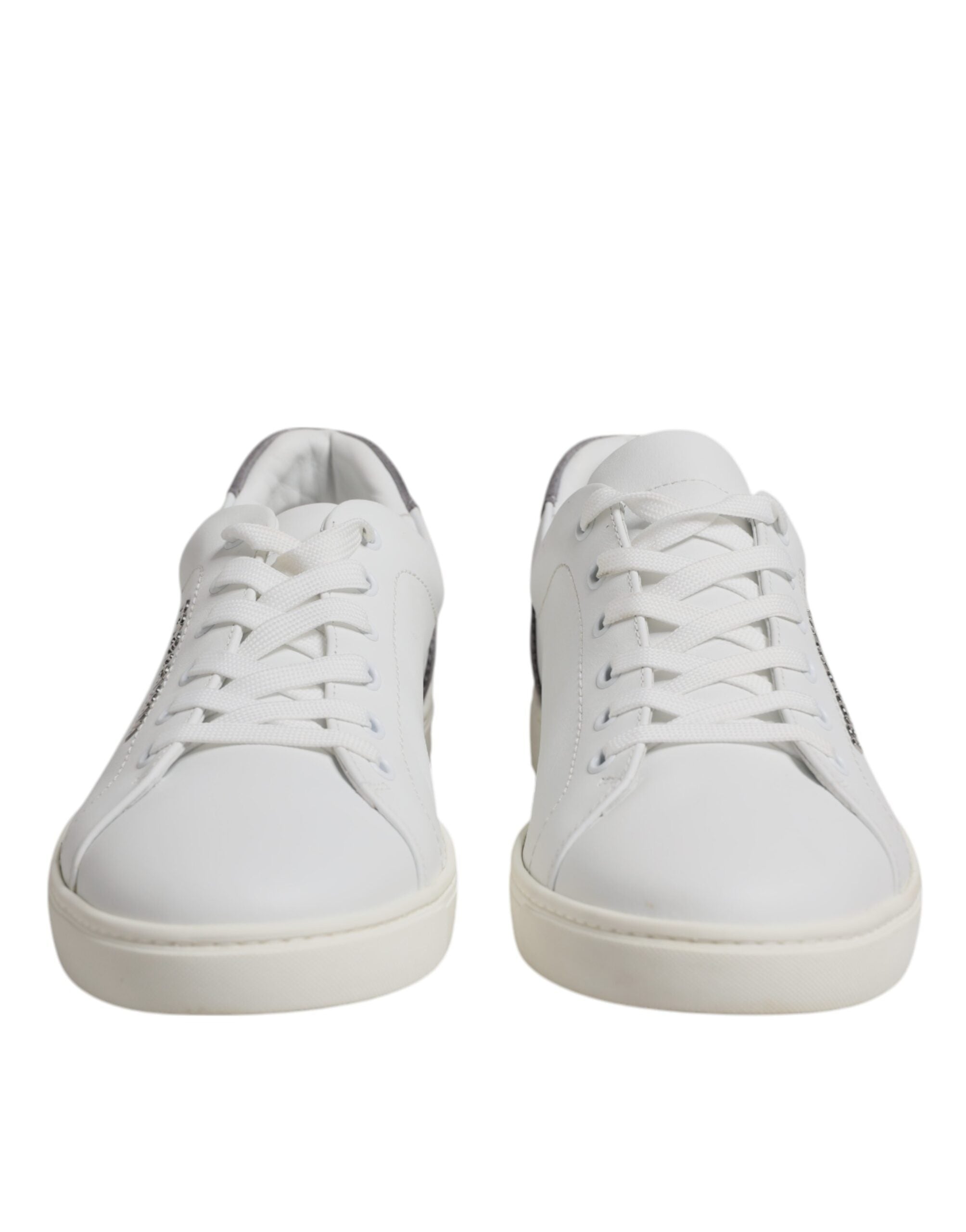 Dolce & Gabbana White Suede Leather Low Top Sneakers Shoes