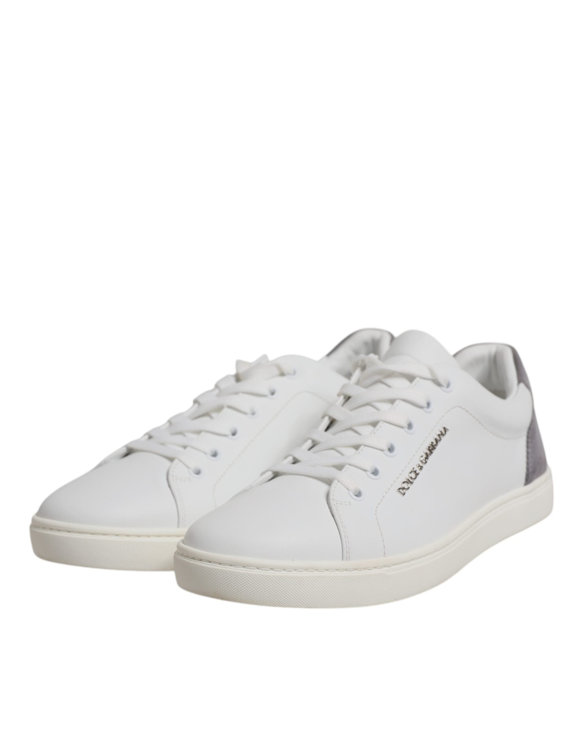 Dolce & Gabbana White Suede Leather Low Top Sneakers Shoes