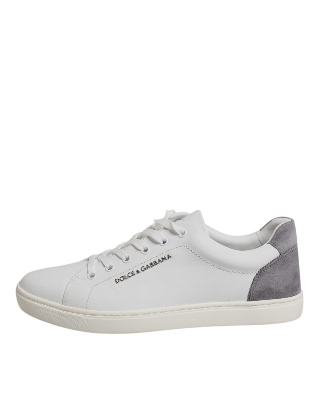 Dolce & Gabbana White Suede Leather Low Top Sneakers Shoes
