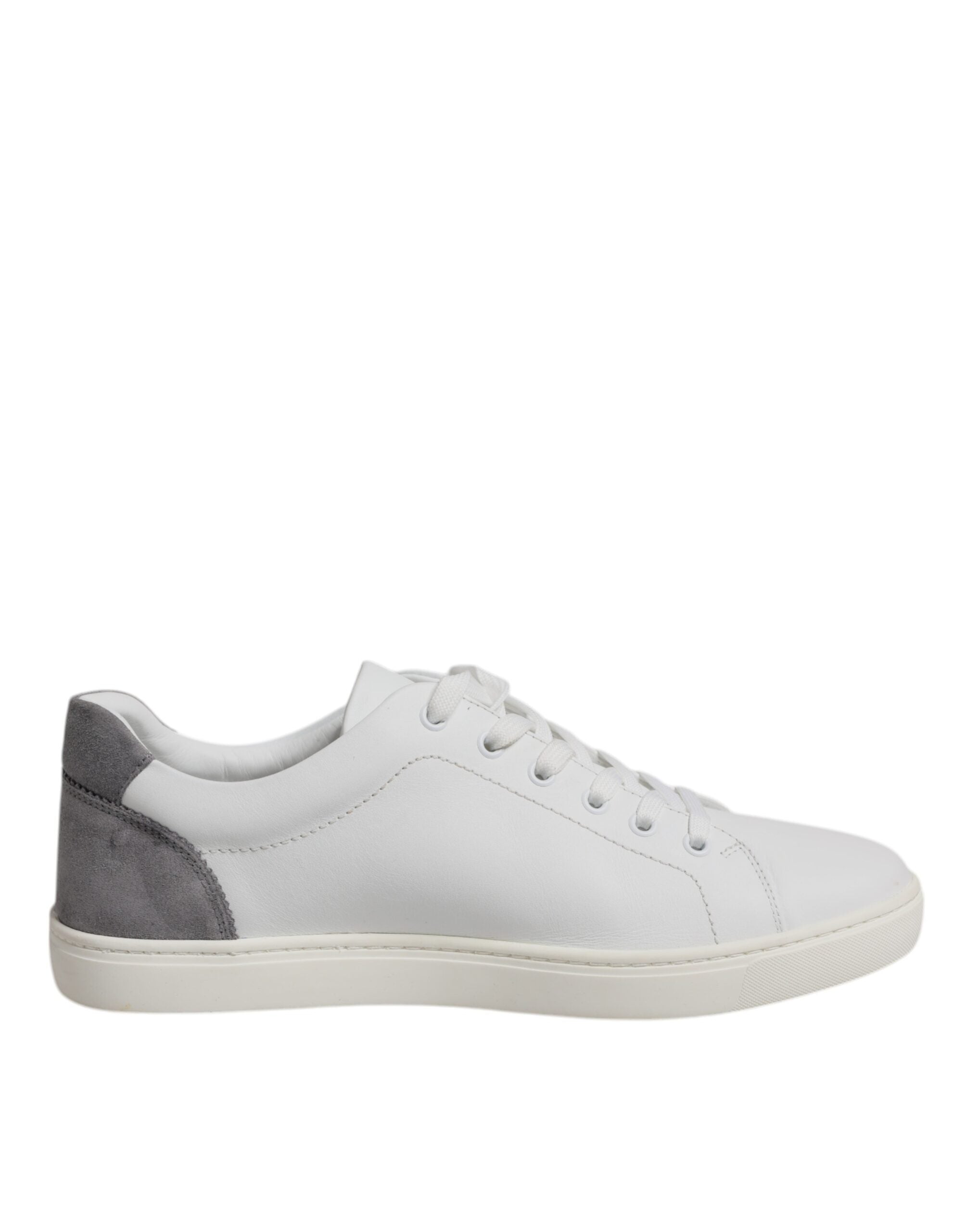 Dolce & Gabbana White Suede Leather Low Top Sneakers Shoes