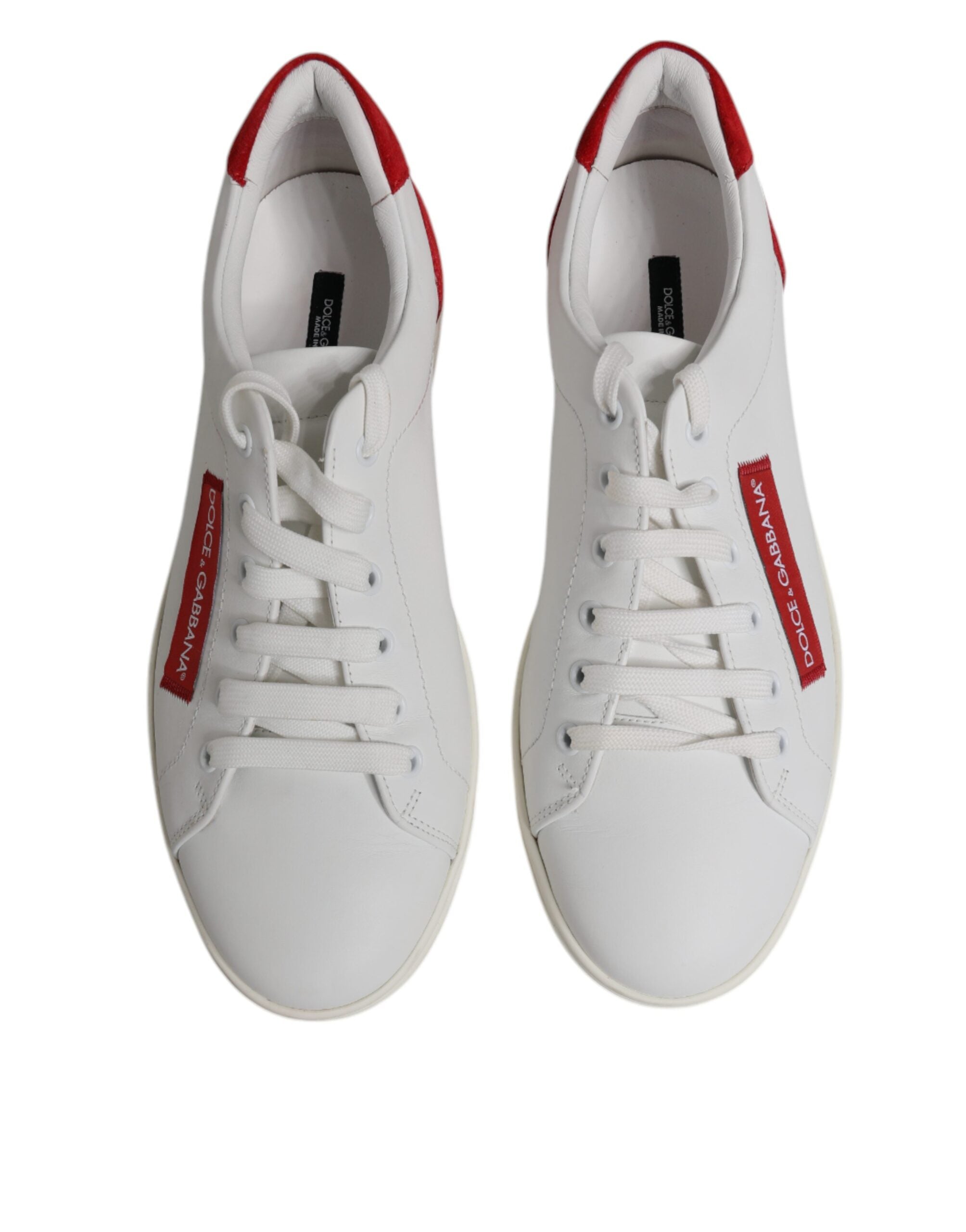 Dolce & Gabbana White Suede Leather Low Top Sneakers Shoes