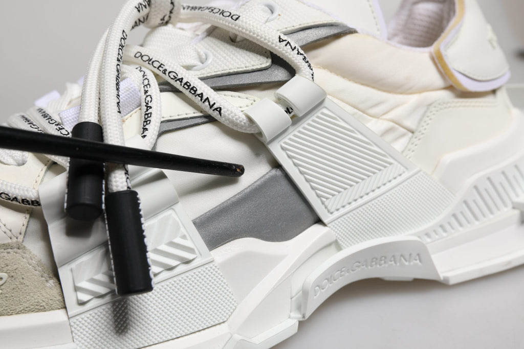 Dolce & Gabbana White Nylon Low Top Space Sneakers Shoes