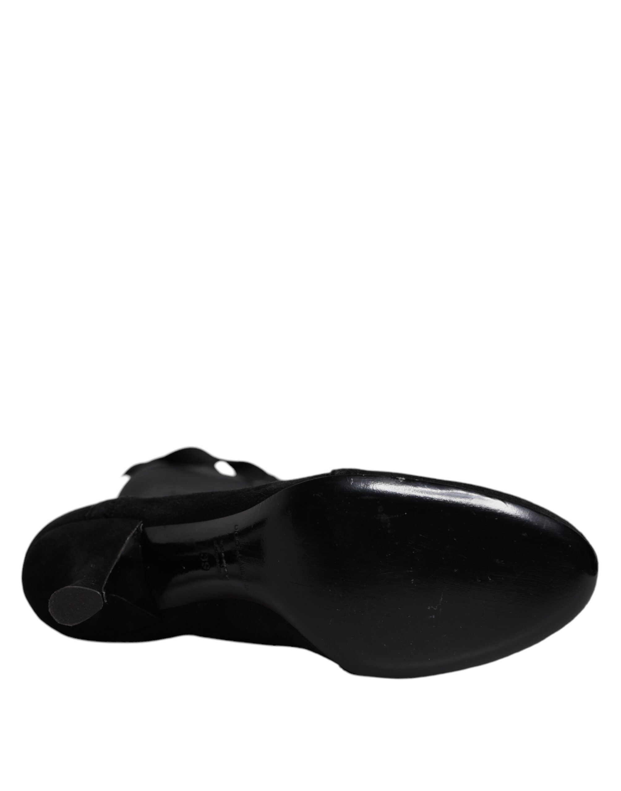 Dolce & Gabbana Black Lace Up Heels High Boots Shoes