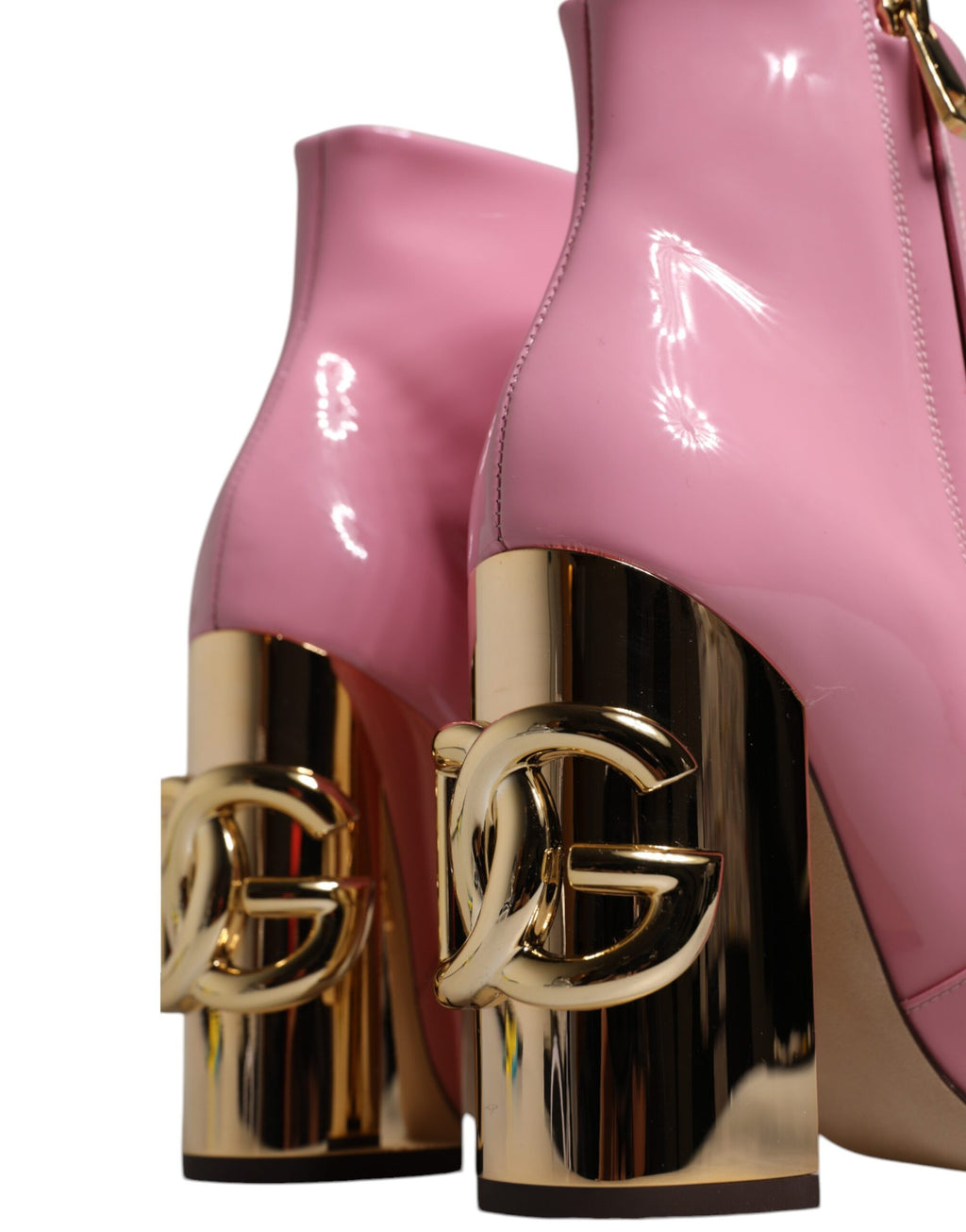 Dolce & Gabbana Pink Patent Leather Heel Mid Calf Boots Shoes