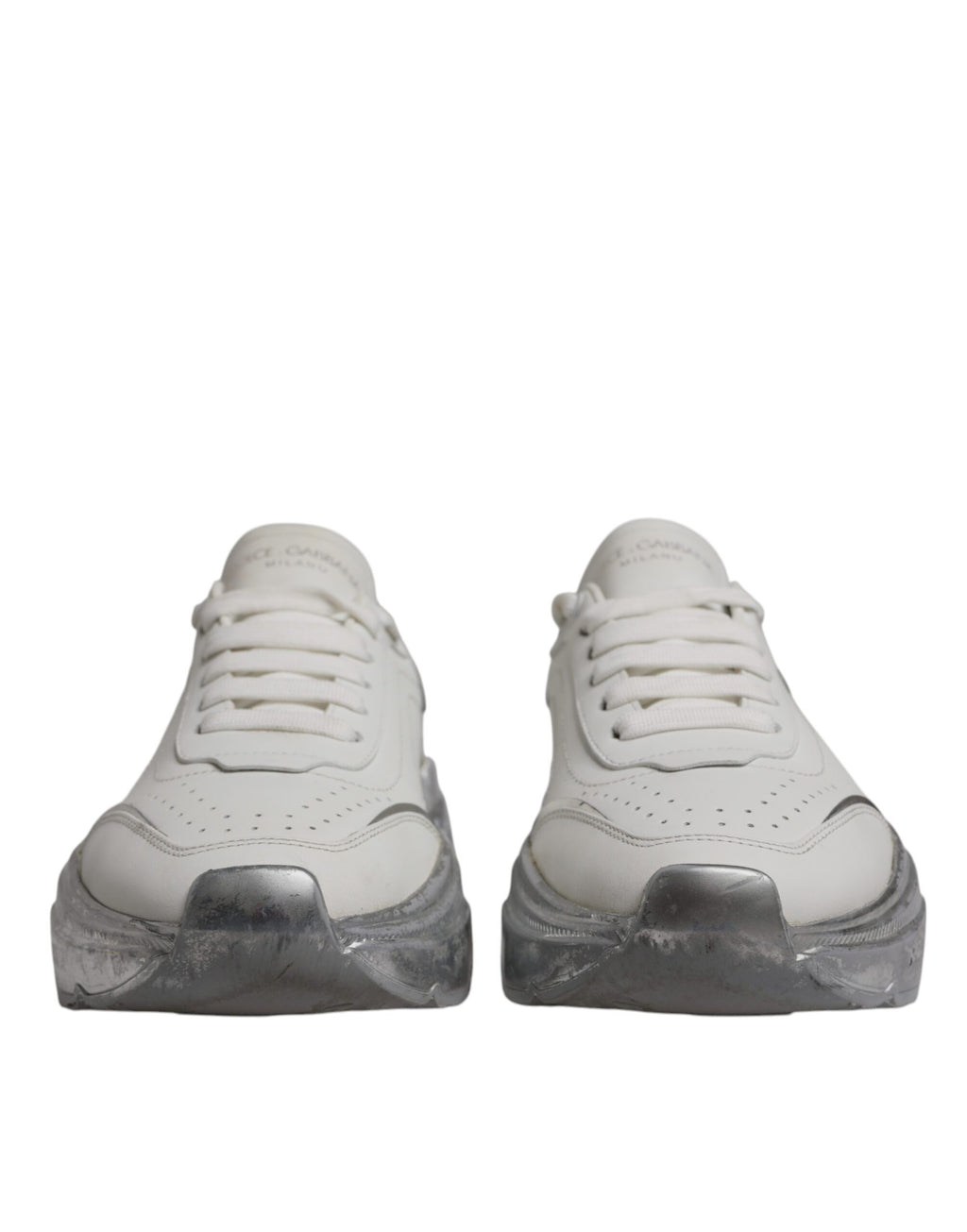 Dolce & Gabbana White Silver Daymaster Low Top Sneaker Shoes