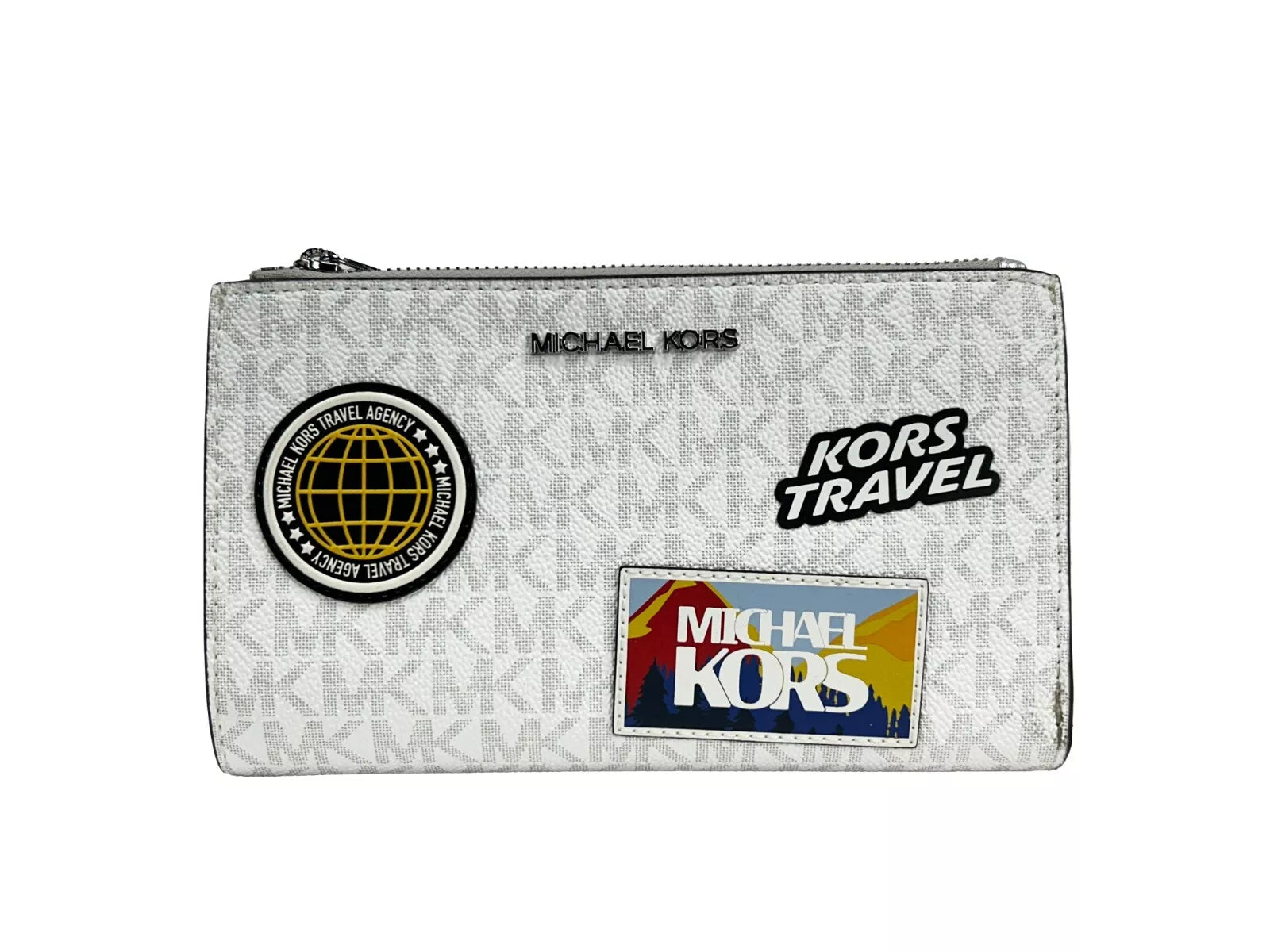 Michael Kors Jet Set Travel Double Zip Wristlet Wallet White