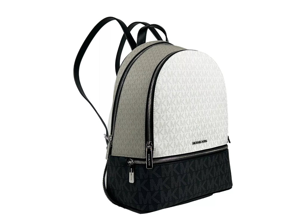 Michael Kors Rhea Medium PVC Backpack Bookbag Optic White Multi