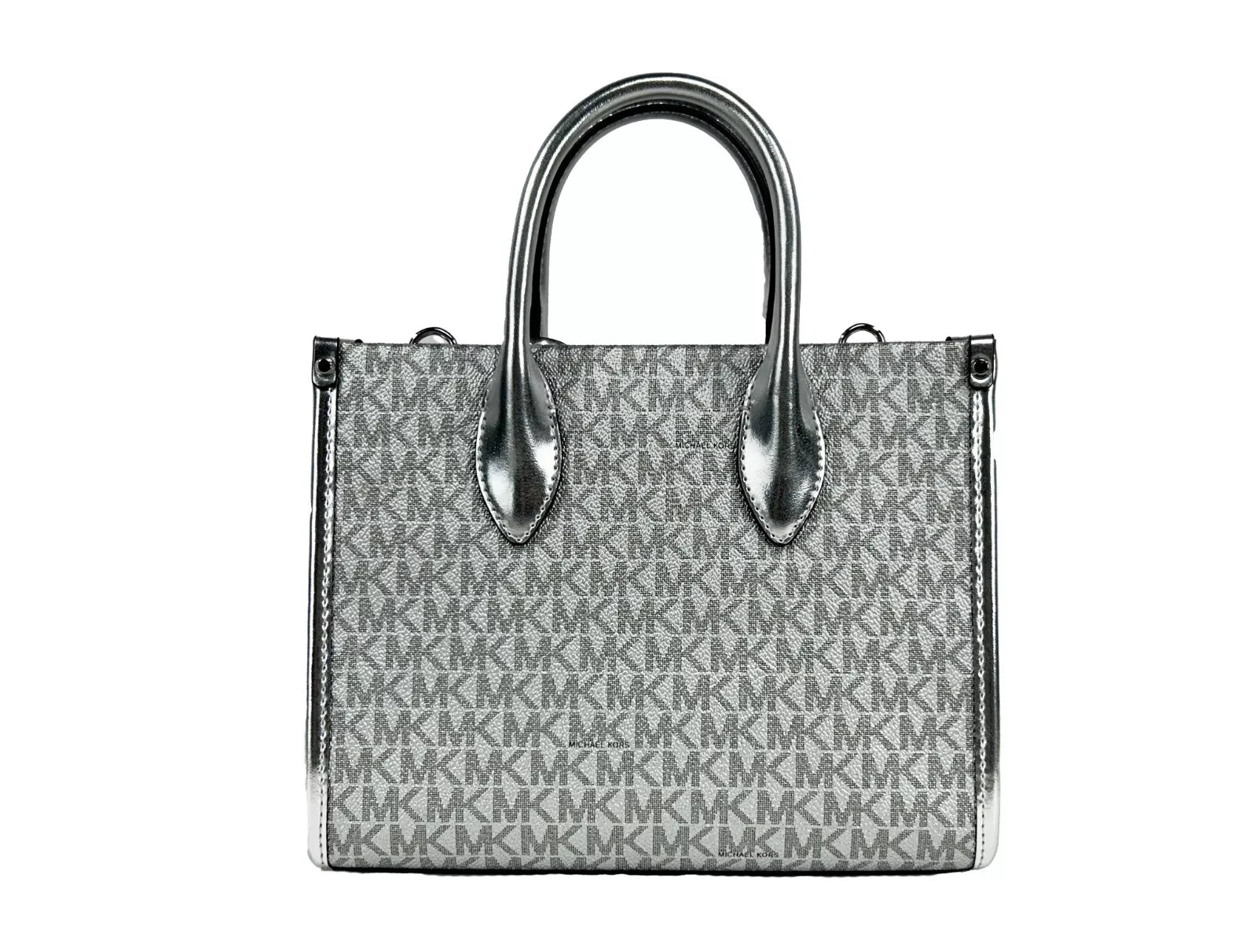 Michael Kors Mirella Signature Small Top Zip Tote Bag Silver