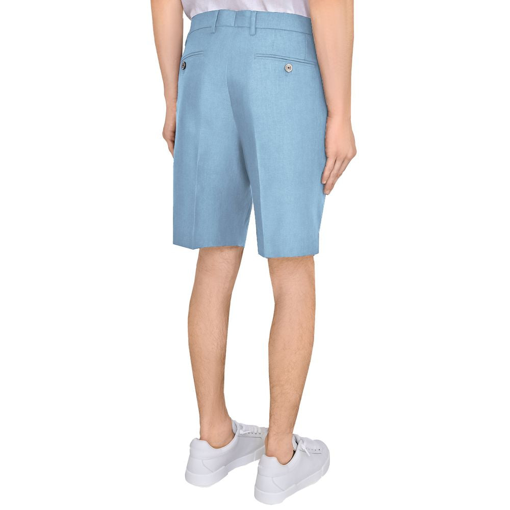Dolce & Gabbana Light Blue Linen Men Short