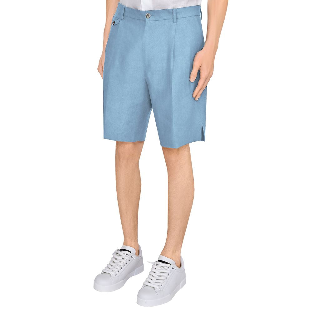 Dolce & Gabbana Light Blue Linen Men Short