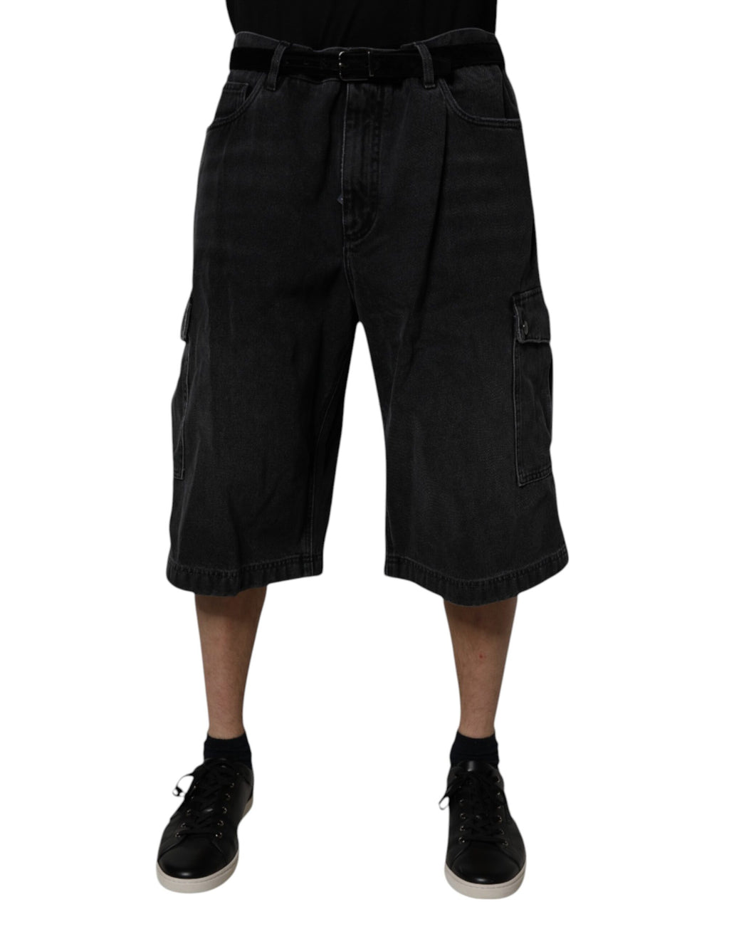 Dolce & Gabbana Black Cotton Cargo Denim Men Bermuda Shorts