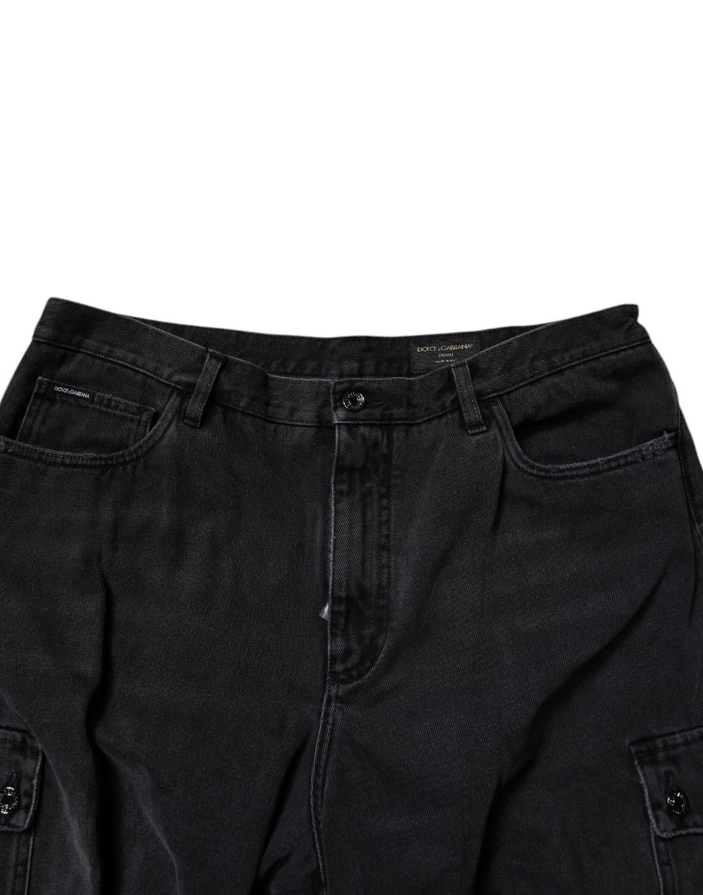 Dolce & Gabbana Black Cotton Cargo Denim Men Bermuda Shorts