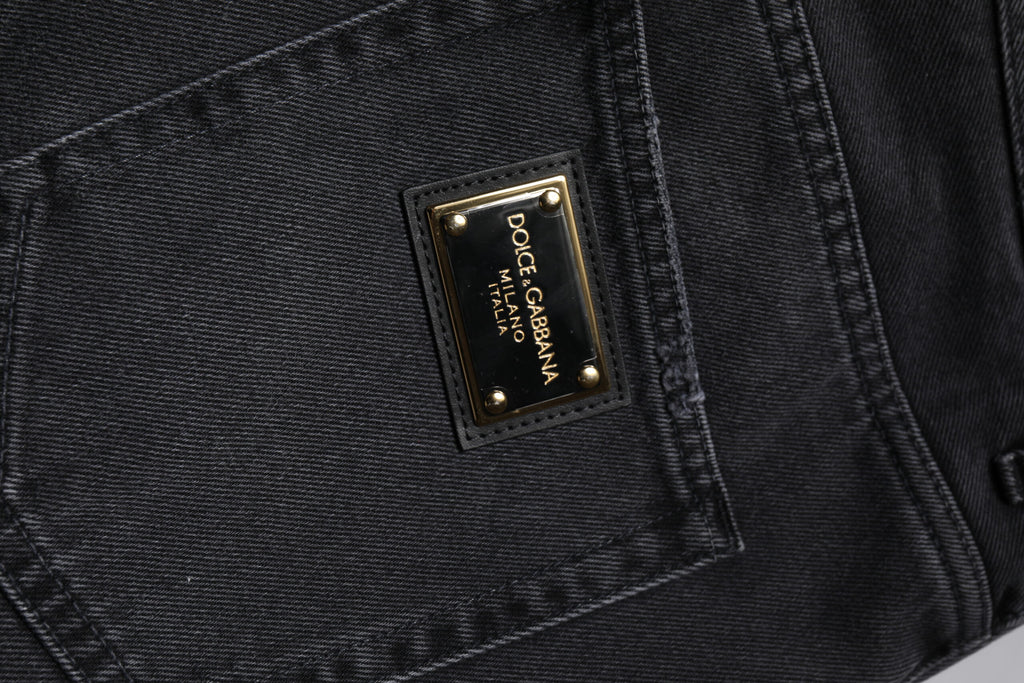 Dolce & Gabbana Black Cotton Cargo Denim Men Bermuda Shorts