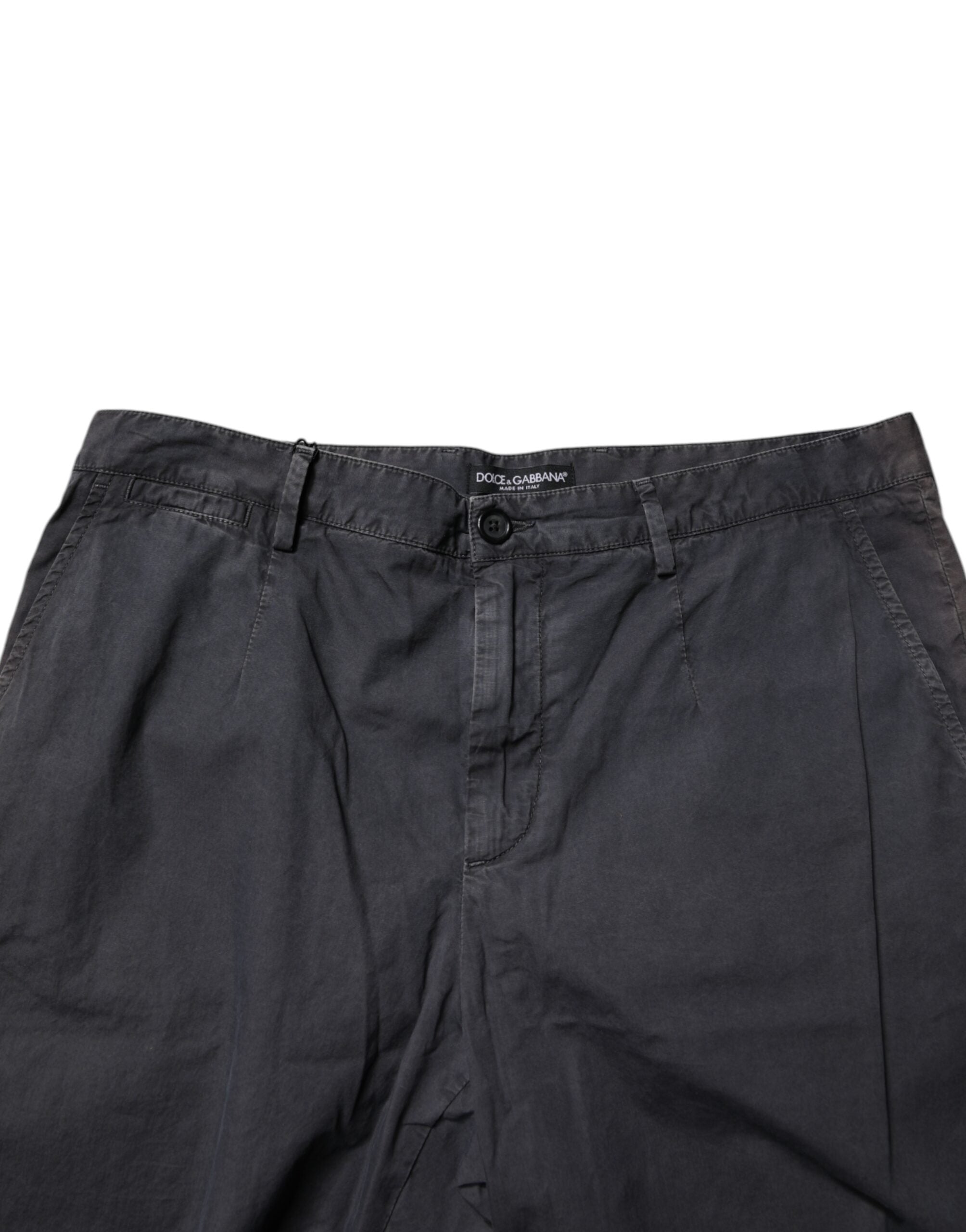 Dolce & Gabbana Dark Gray Cotton Mid Waist Men Bermuda Shorts