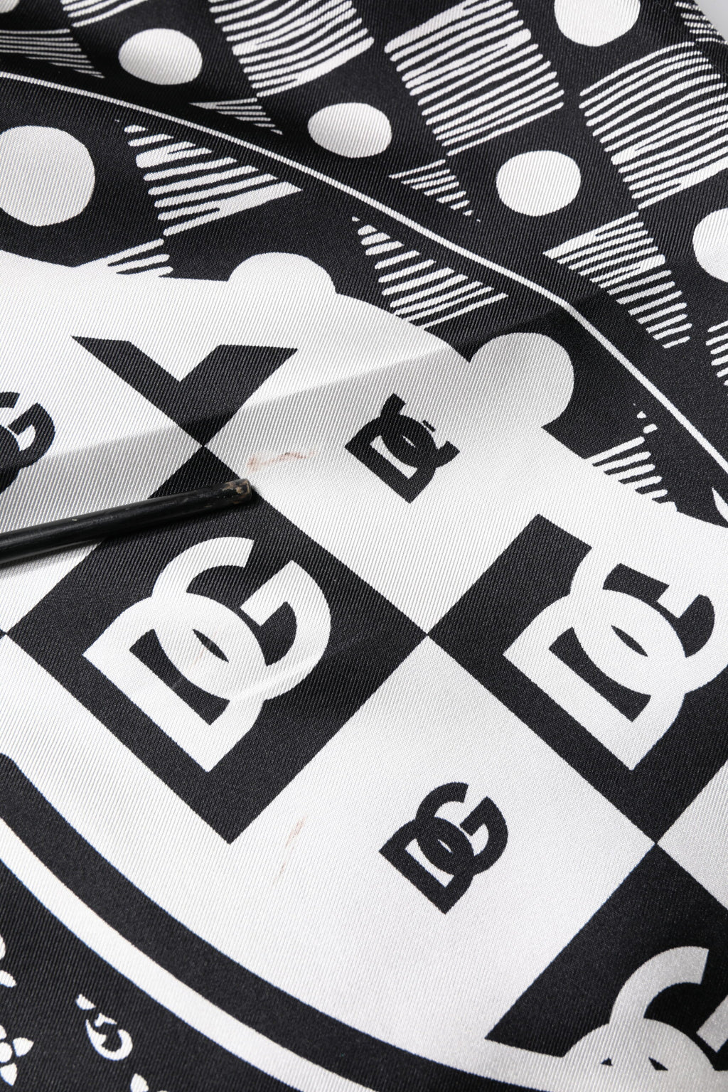 Dolce & Gabbana Black White Bandana Silk Men Bermuda Shorts