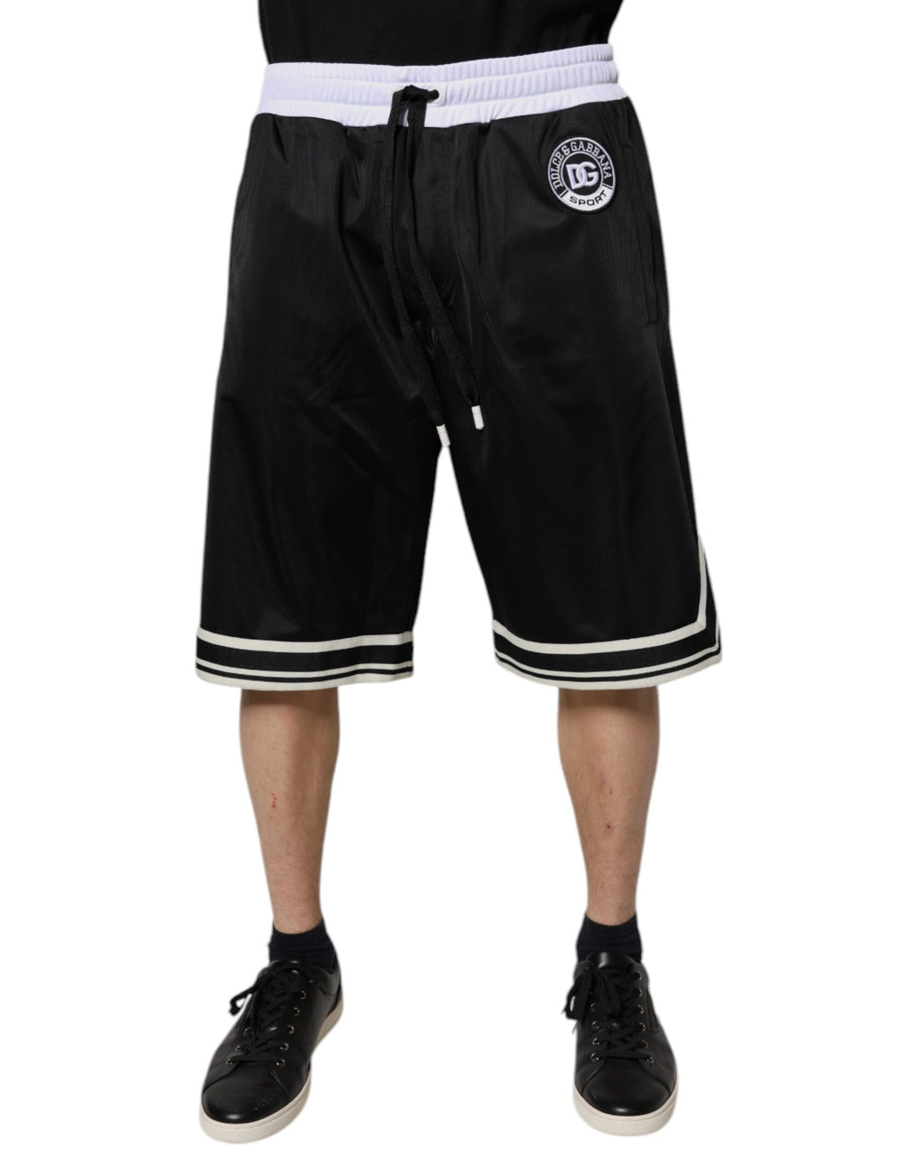 Dolce & Gabbana Black White Men Bermuda Sweatshorts Shorts