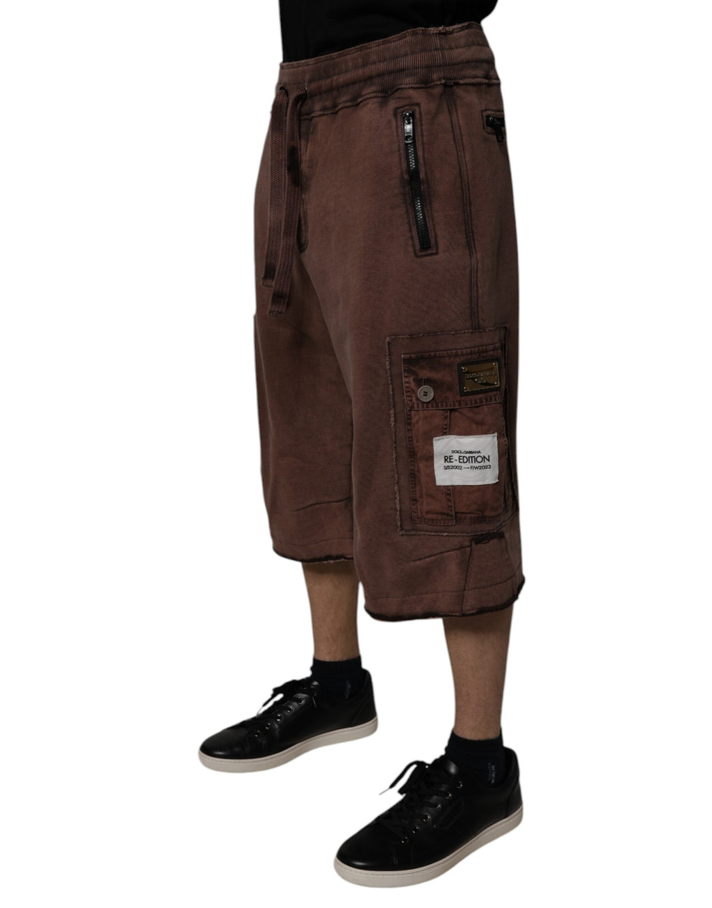 Dolce & Gabbana Brown Cotton Cargo Bermuda Sweatshorts Shorts