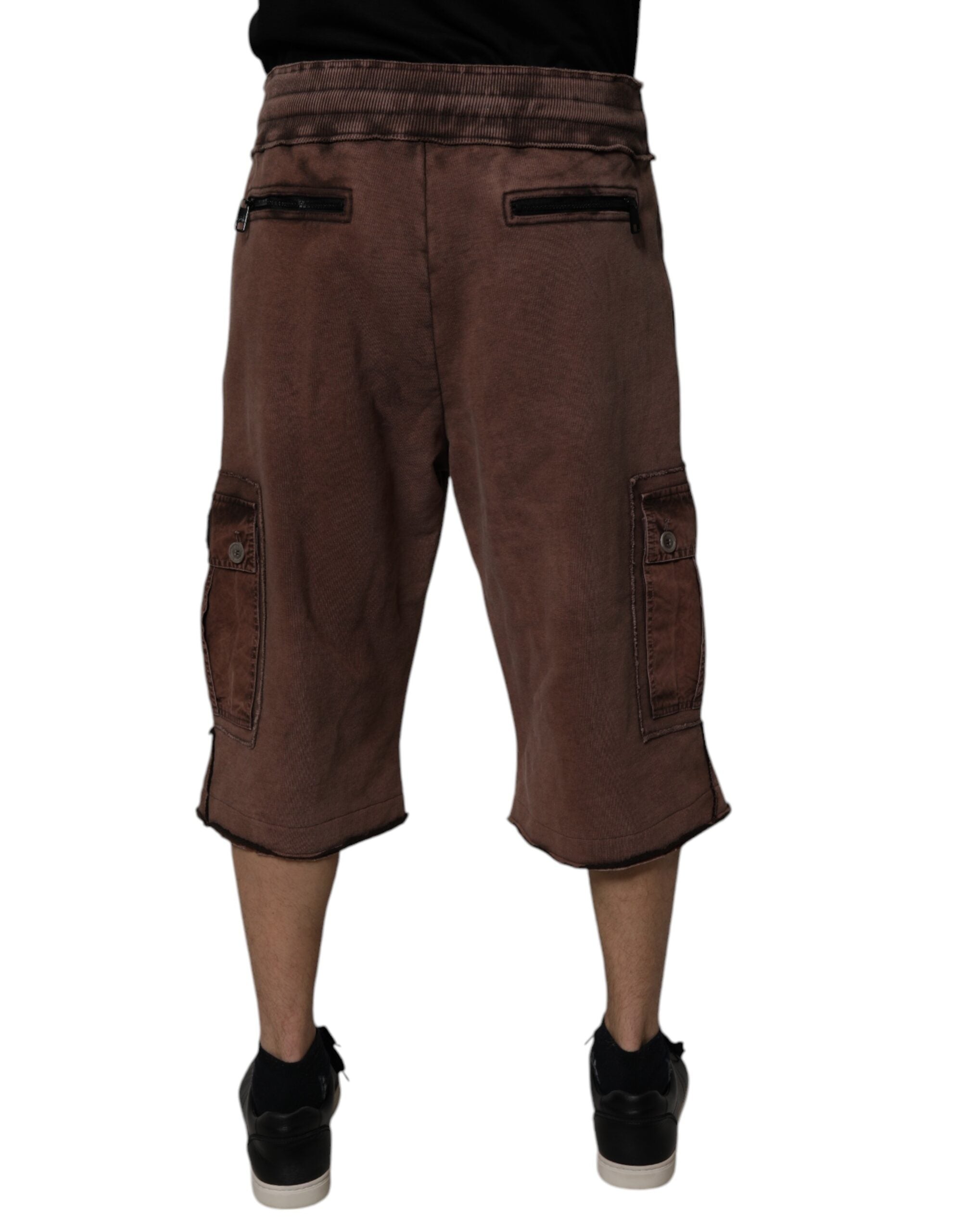 Dolce & Gabbana Brown Cotton Cargo Bermuda Sweatshorts Shorts