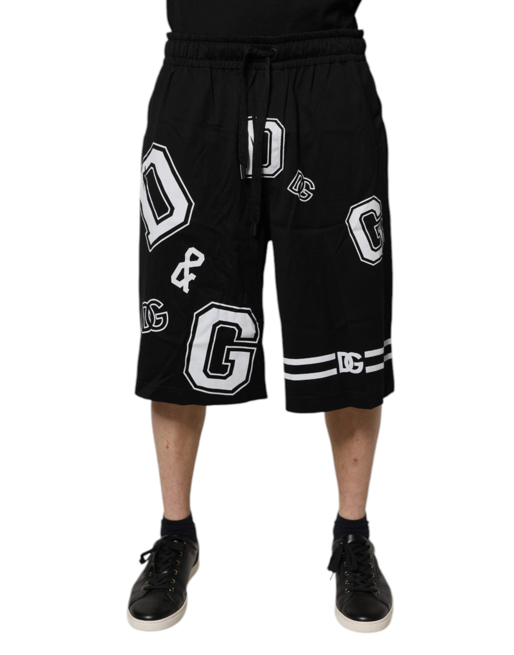 Dolce & Gabbana Black Logo Cotton Bermuda Sweatshorts Shorts