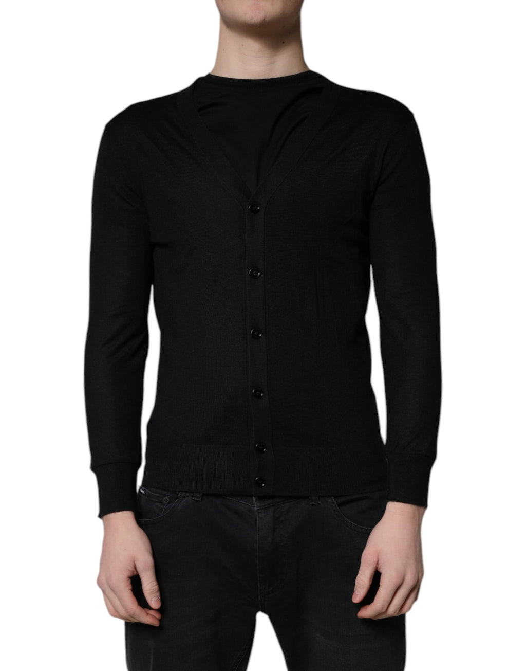 Dolce & Gabbana Black Cashmere Button Down Cardigan Sweater