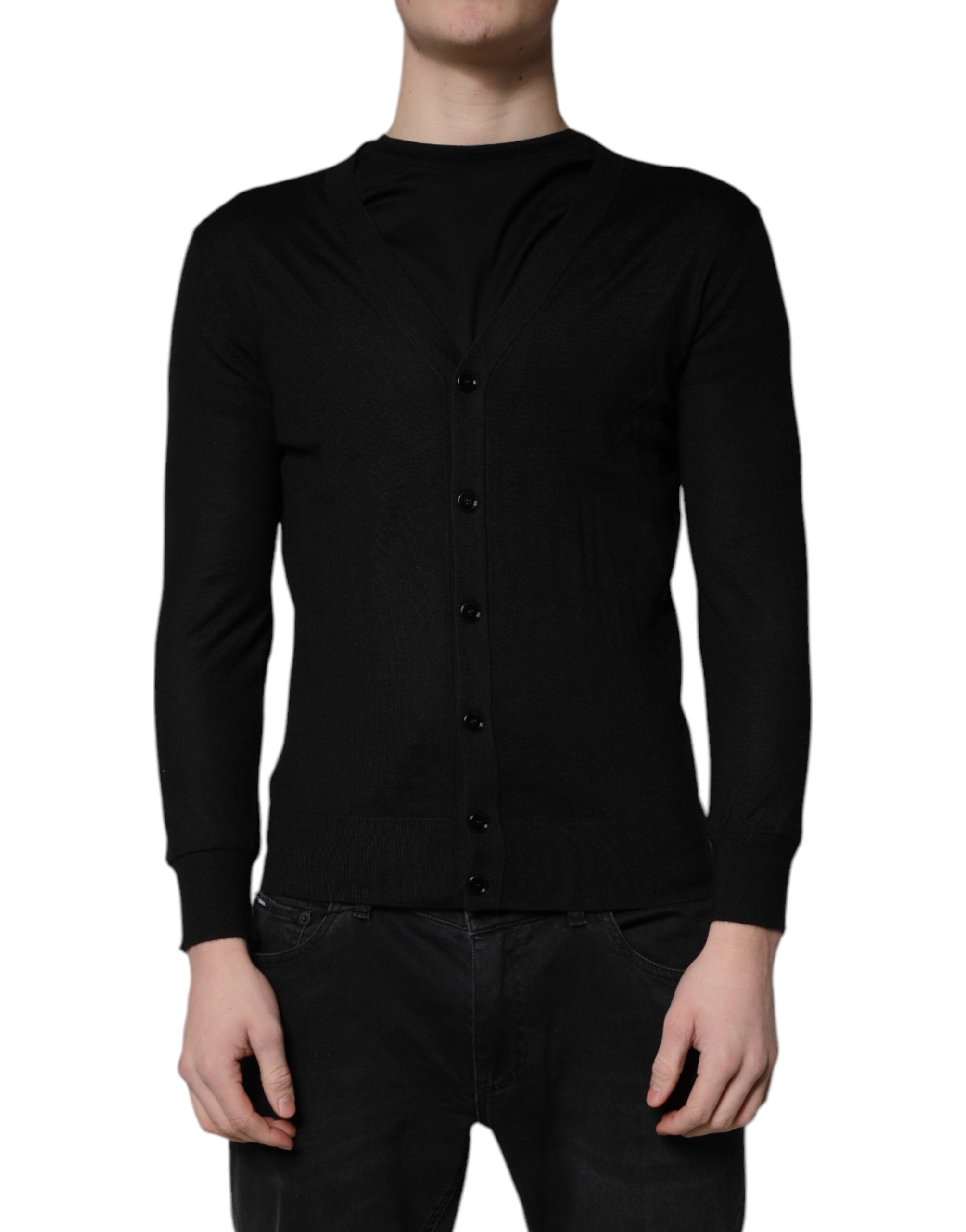 Dolce & Gabbana Black Cashmere Button Down Cardigan Sweater