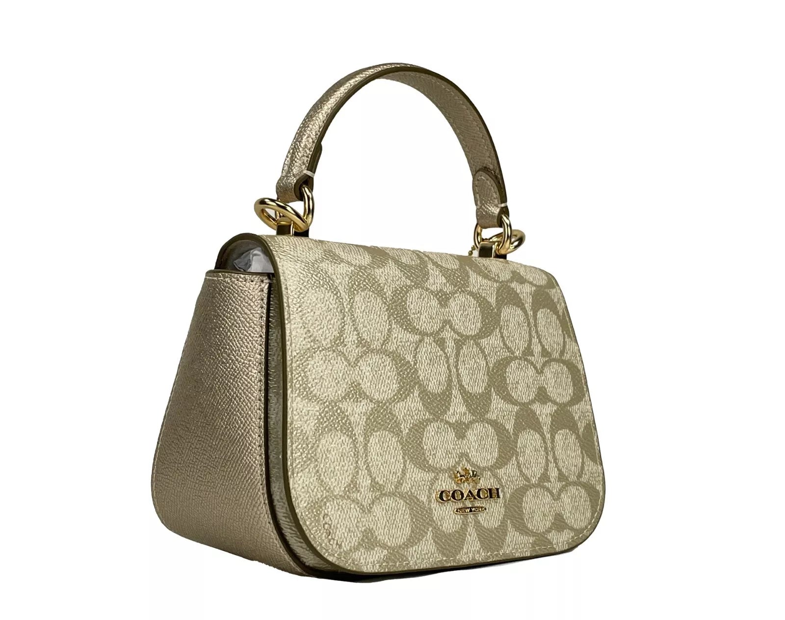 COACH Lysa Top Handle Bag Crossbody Champagne Gold