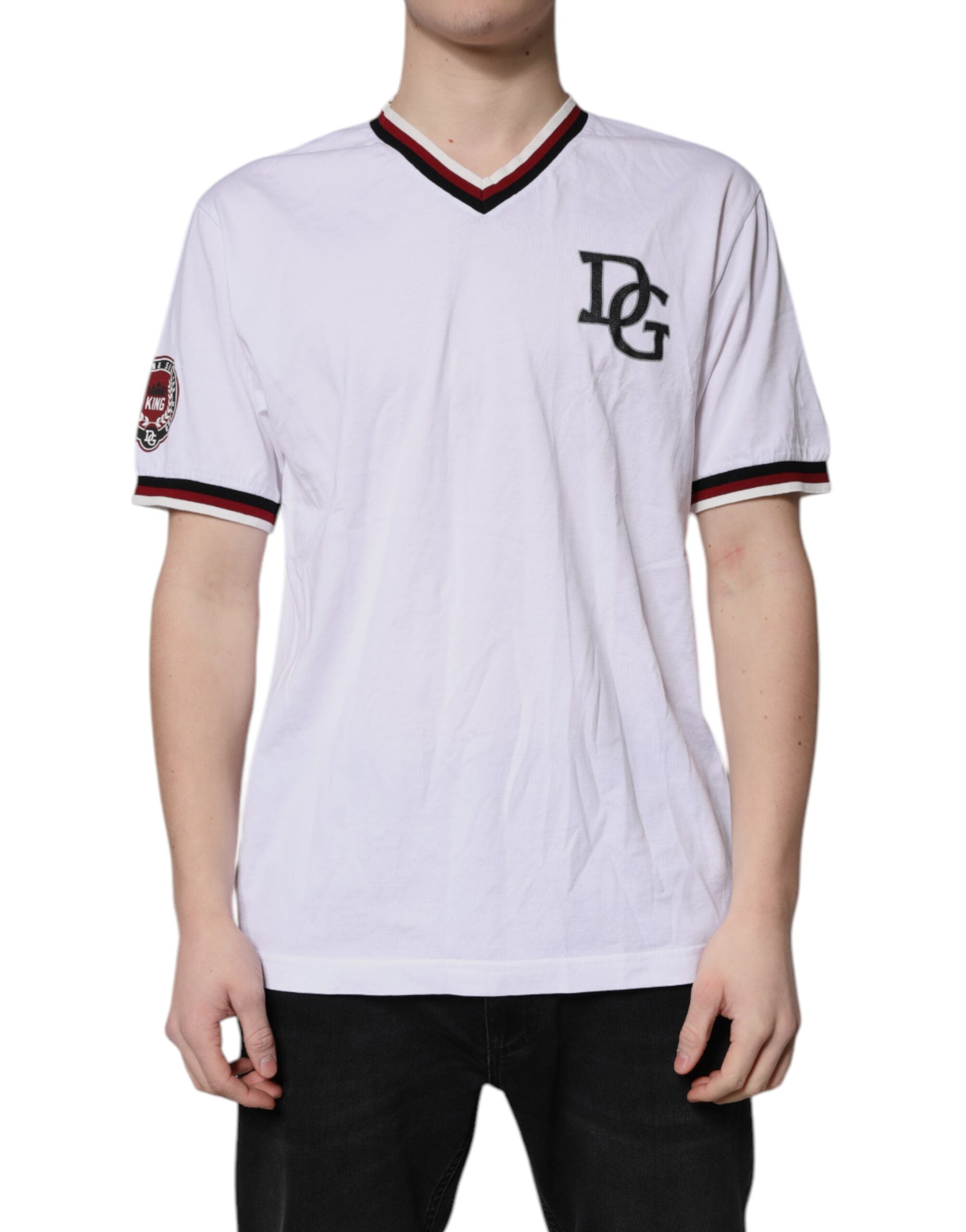 Dolce & Gabbana White #DGMillennials King Crown V-neck T-shirt