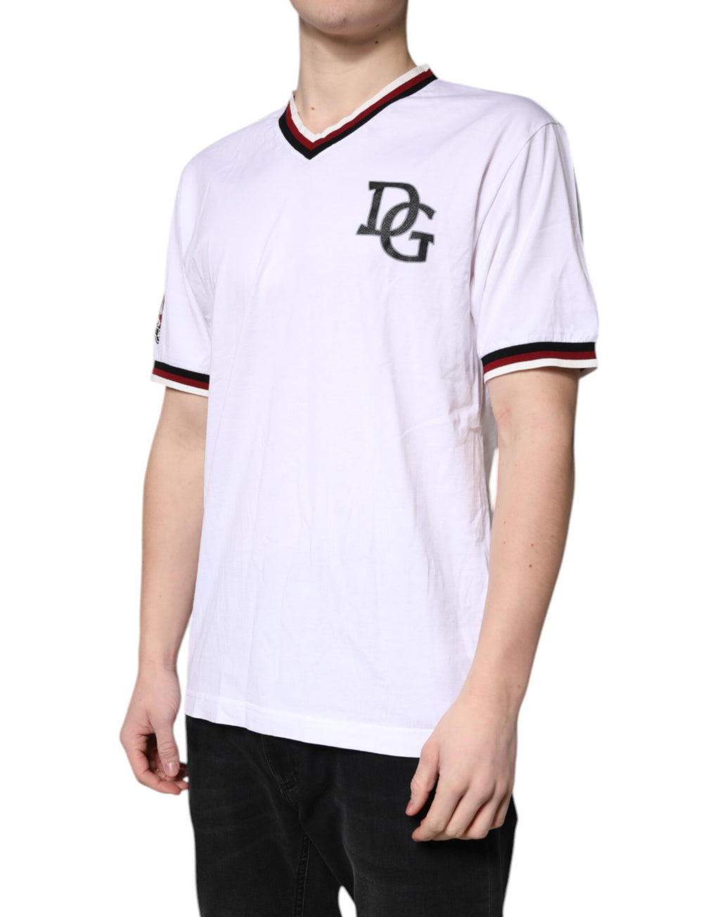 Dolce & Gabbana White #DGMillennials King Crown V-neck T-shirt