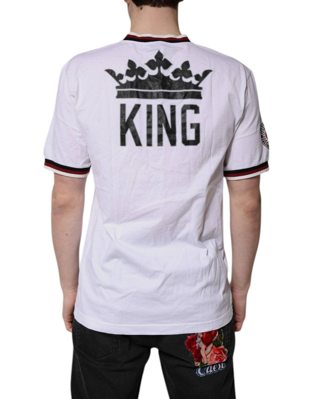 Dolce & Gabbana White #DGMillennials King Crown V-neck T-shirt