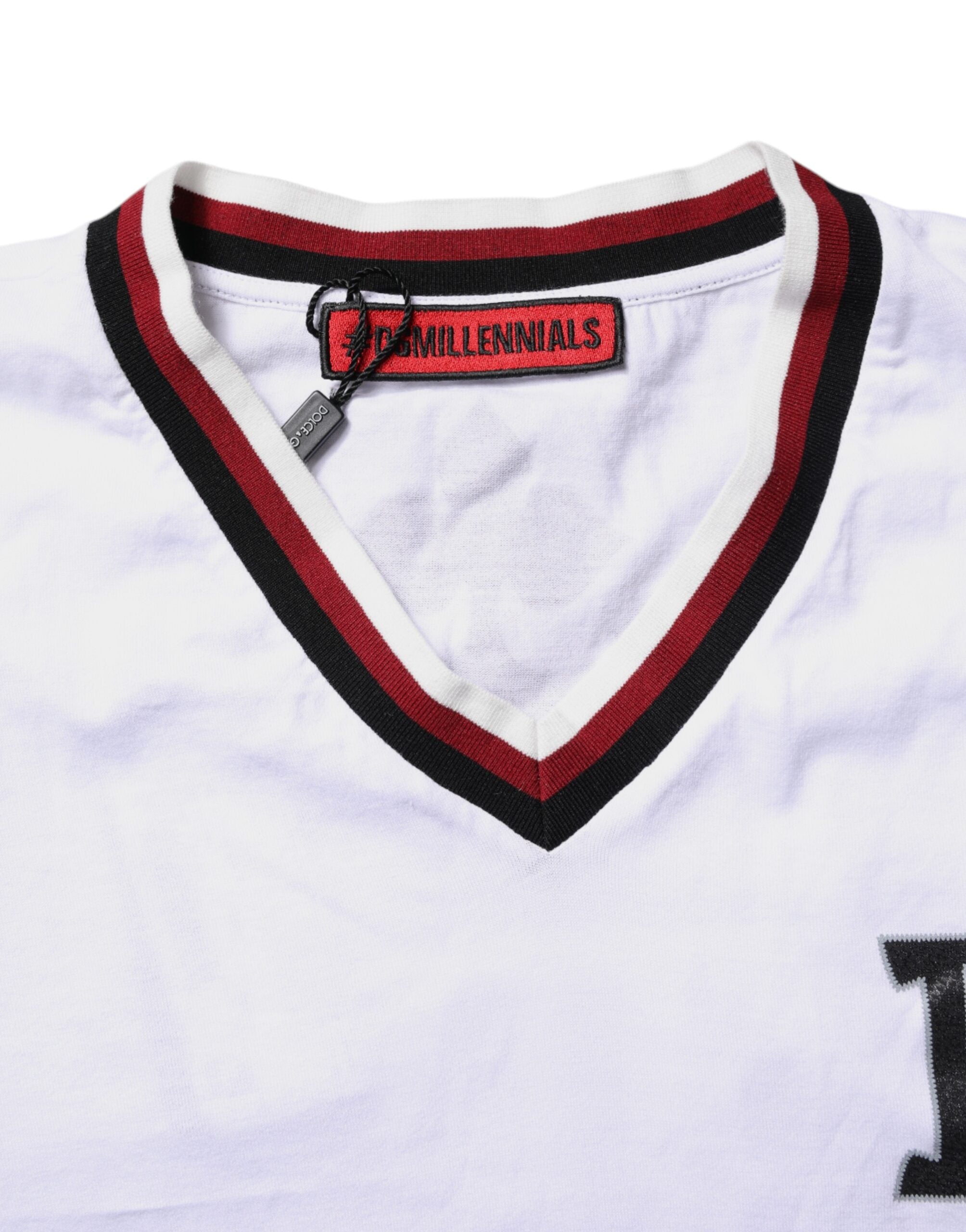 Dolce & Gabbana White #DGMillennials King Crown V-neck T-shirt