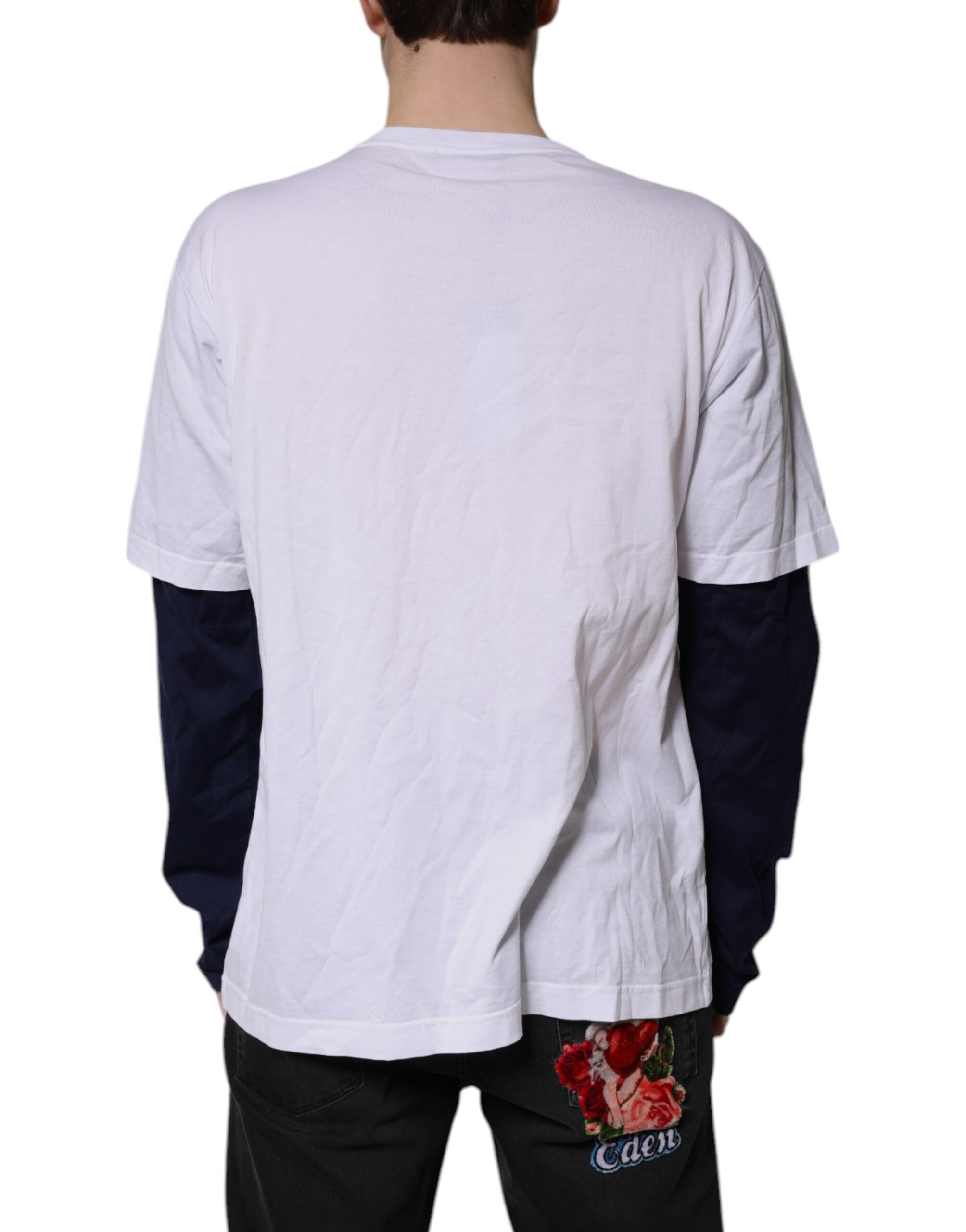 Dolce & Gabbana White Graphic Print Cotton Crew Neck T-shirt