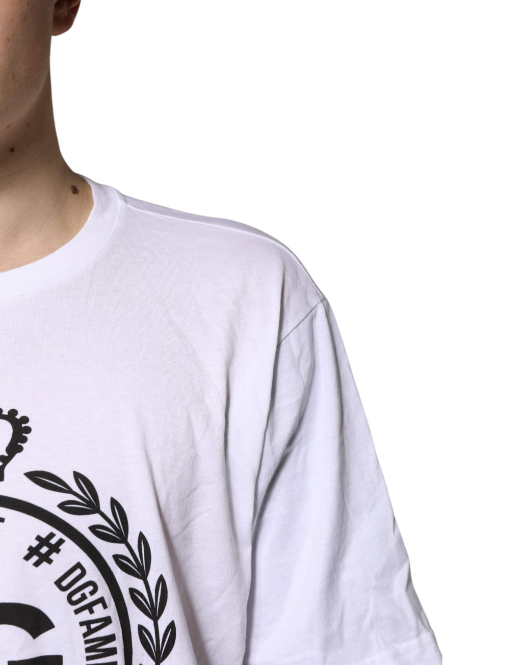 Dolce & Gabbana White Graphic Print Cotton Crew Neck T-shirt