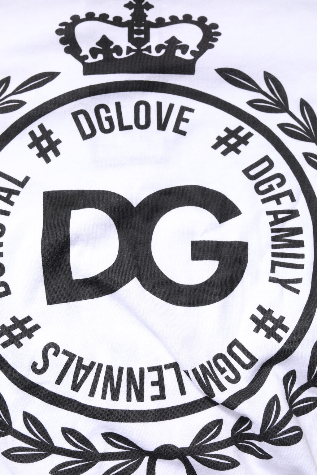 Dolce & Gabbana White Graphic Print Cotton Crew Neck T-shirt